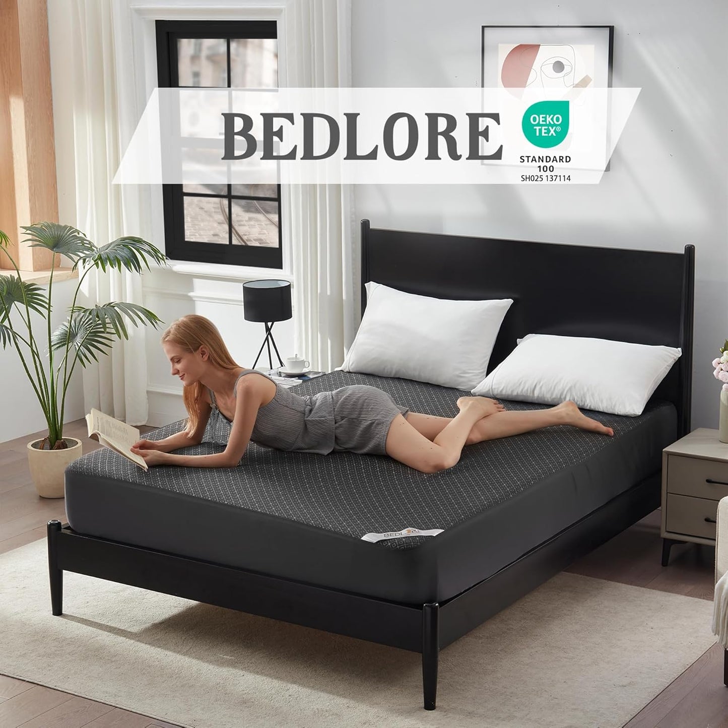 BEDLORE California King Mattress Protector, Waterproof Noiseless Mattress Cover with Deep Pocket for 6-18 inches Mattress, Soft Breathable Mattress Pad Machine Washable (Dark Gray)