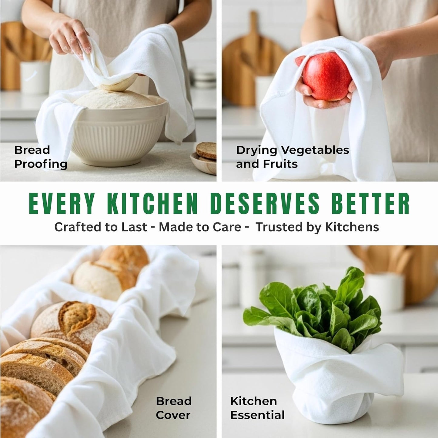 Flour Sack Towels| Tea Towel for Crafts| Kitchen Dish Cotton Blank Towel for Embroidery|Baking Bread Proofing Linen Cover| Thick Absorbent Quick Dry| 6 Pack 28"x28" White