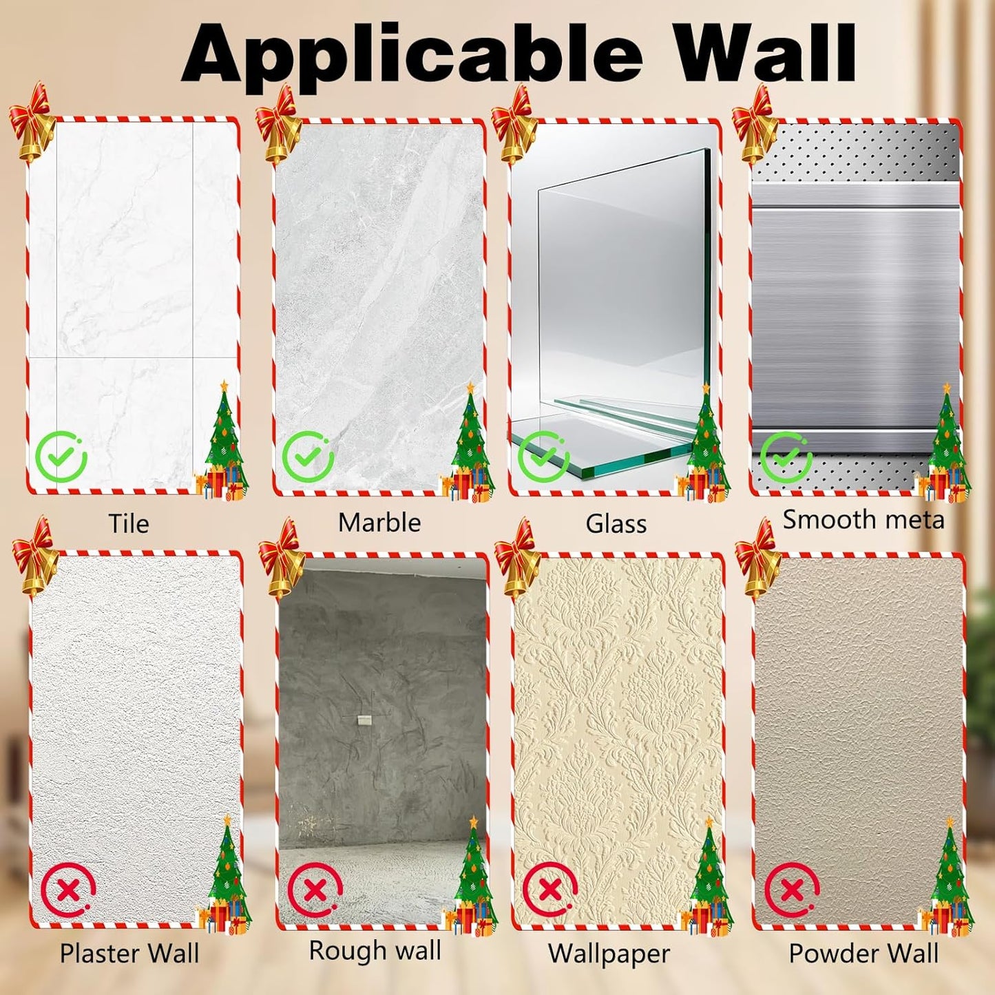 Suction Cup Hooks for Wreaths on Glass, 2025 New No Drill Suction Cup Hooks (2PCS-Gold)