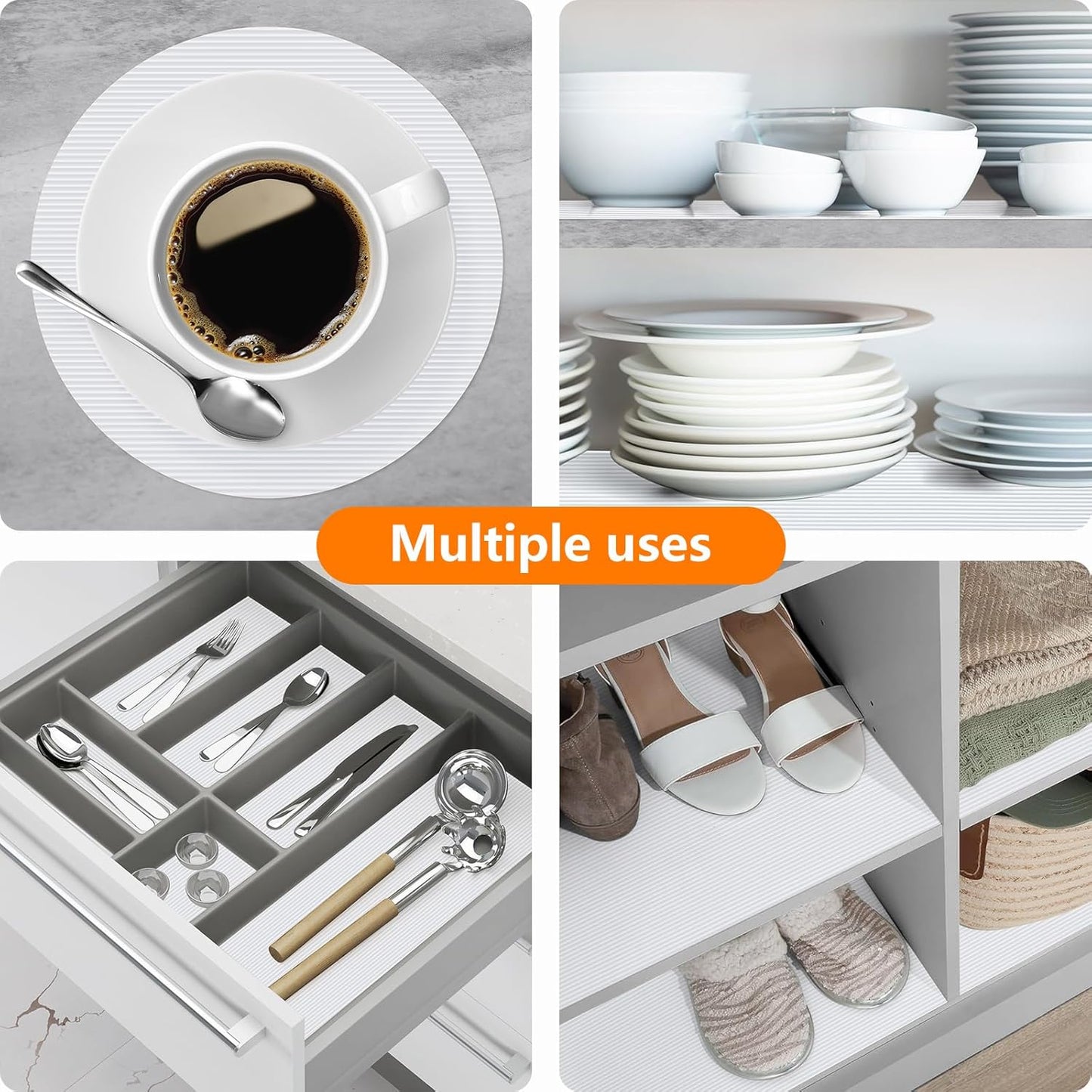 Shelf Liners for Kitchen Cabinets Drawer Liner Non Adhesive Cupboard Mat EVA Material Waterproof Refrigerator Mats Washable Fridge Liner for Cupboard and Desks Liner White 11.8 x 236.2 Inches