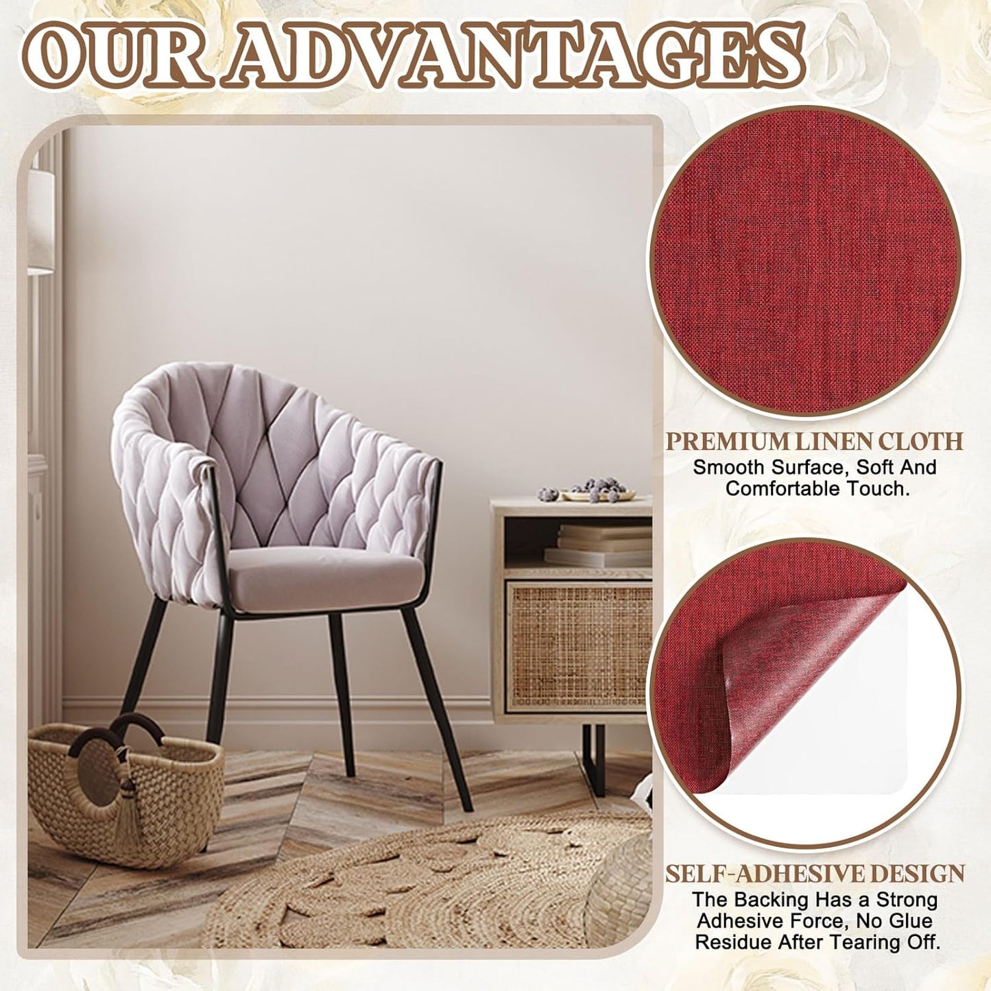 PATIKIL Linen Repair Patch, 8 x 11 Inch Self-Adhesive Linen Fabric Repair Patches for Sofa Couch Clothes Handbag Tents Car Seats Furniture, Red