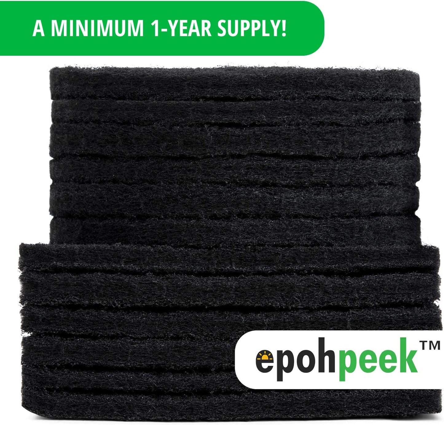 Epohpeek Compost Bin Filters Charcoal - Filter Replacement for Kitchen Pail Composter, 12 Pack Extra Thick (1cm) Fits Gallon Bucket Countertop Bins - Activated Carbon, 6 Round 6 Square, Both 6.5”