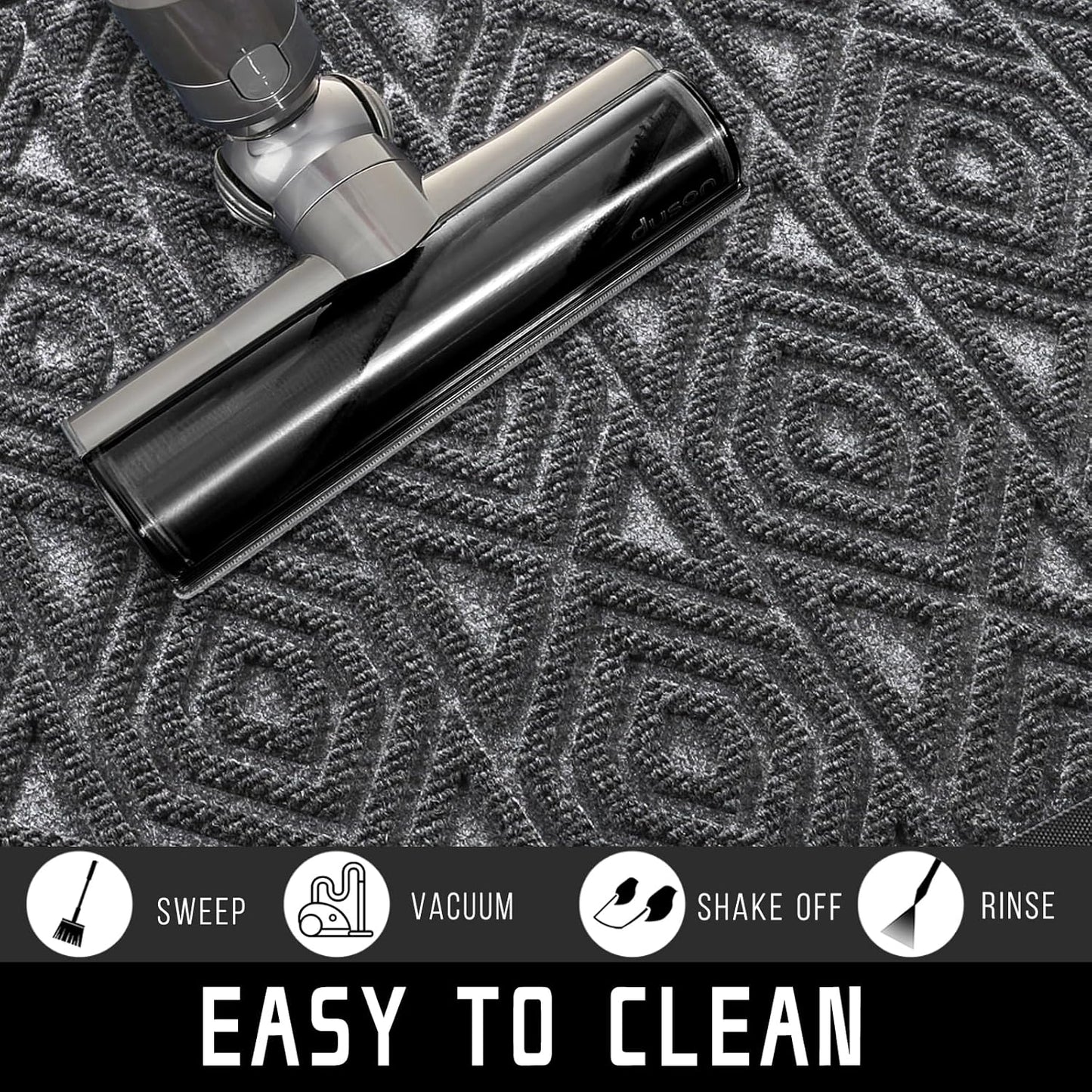 Yimobra Door Mat, Outdoor Indoor Entrance Welcome Mat, Heavy Entry Front Door Mat, Stain & Fade Resistant, Low Profile, Sturdy Rubber, Easy Clean Patio Floor Mat, Waterproof, 29.5 x 17, Gray