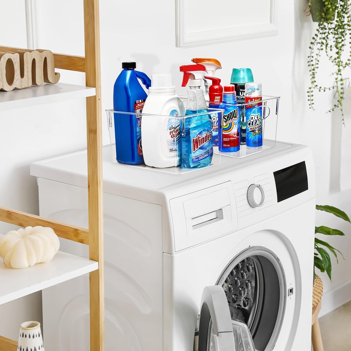 Sorbus 4 Pack Large Clear Plastic Storage Bins, Clear Organizer Bins with Handle for Kitchen, Pantry, Cabinet, Refrigerator, Craft, Toys, Clothes, Closet, Under Sink, Bathroom Organizers and Storage