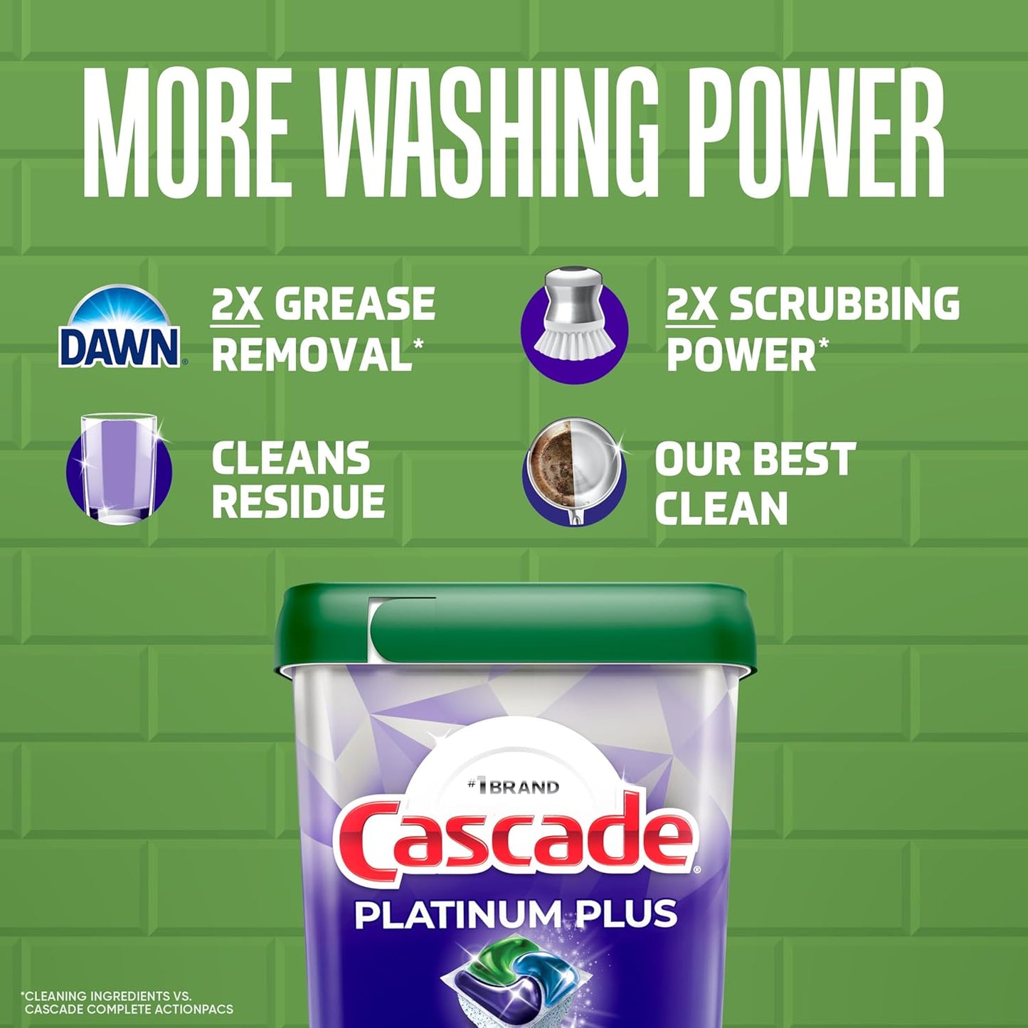 Cascade Platinum Plus Dishwasher Pods, Dishwasher Detergent, Dish Detergent Soap, Fresh, 47 Count