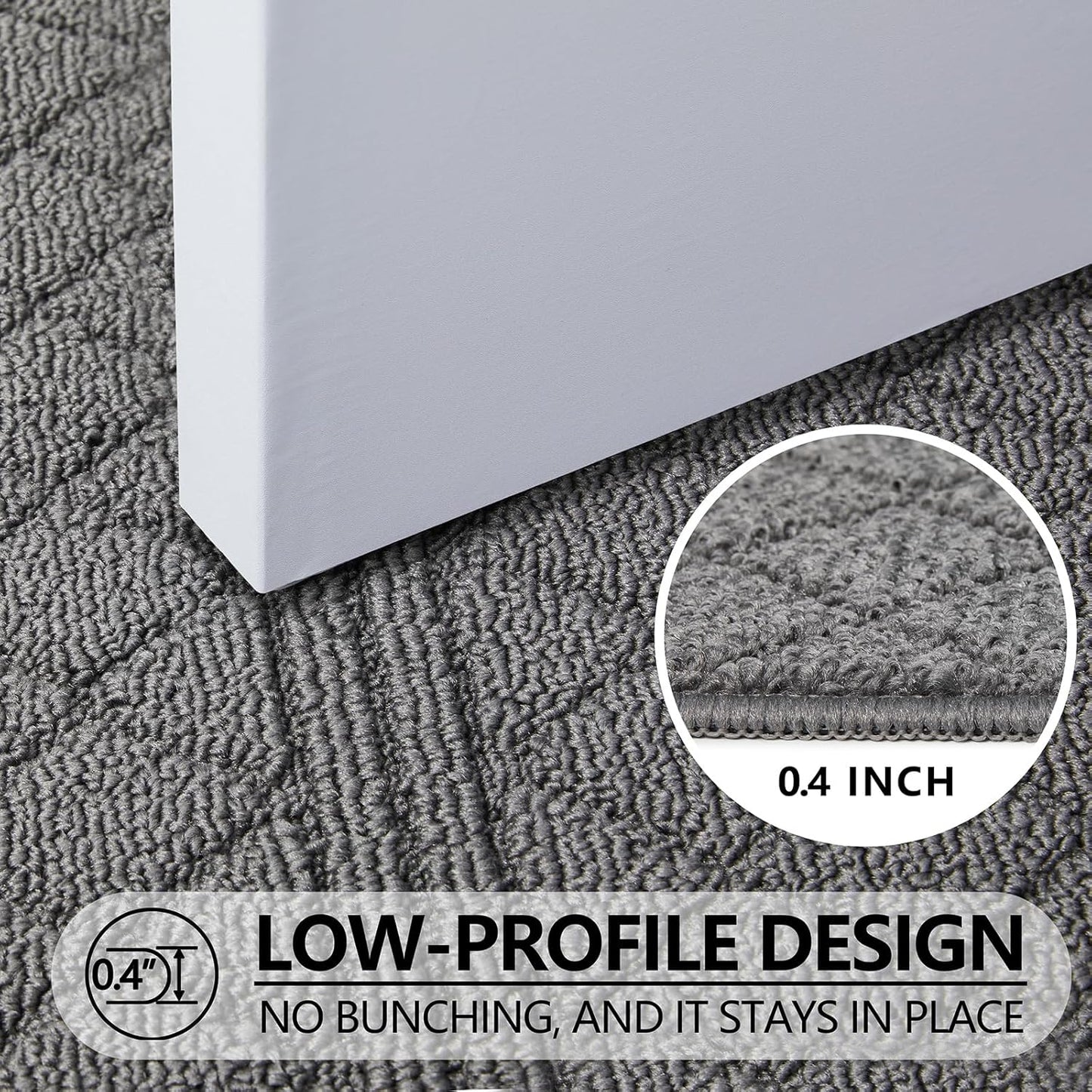 REFETONE Indoor Doormat, Front Back Door Mat 20"x32" Absorbent Rubber Backing Non Slip Door Mats, Low-Profile Resist Dirt Entrance Rugs, Machine Washable Door Rug Inside Floor Mat for Entryway, Grey