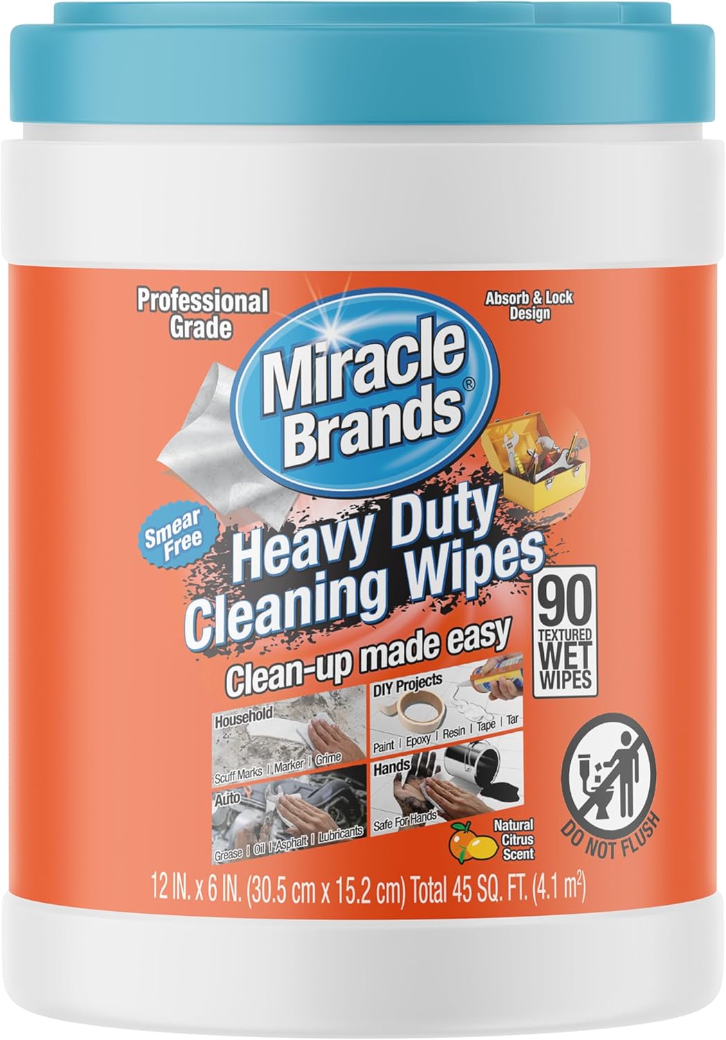 MiracleWipes for Heavy Duty Cleaning (90 Count) - All Purpose Cleaner, Kitchens, Bathrooms, Countertops, Hands, Indoors, Outdoors - Removes Grease, Grime, Crayon, Dirt & More