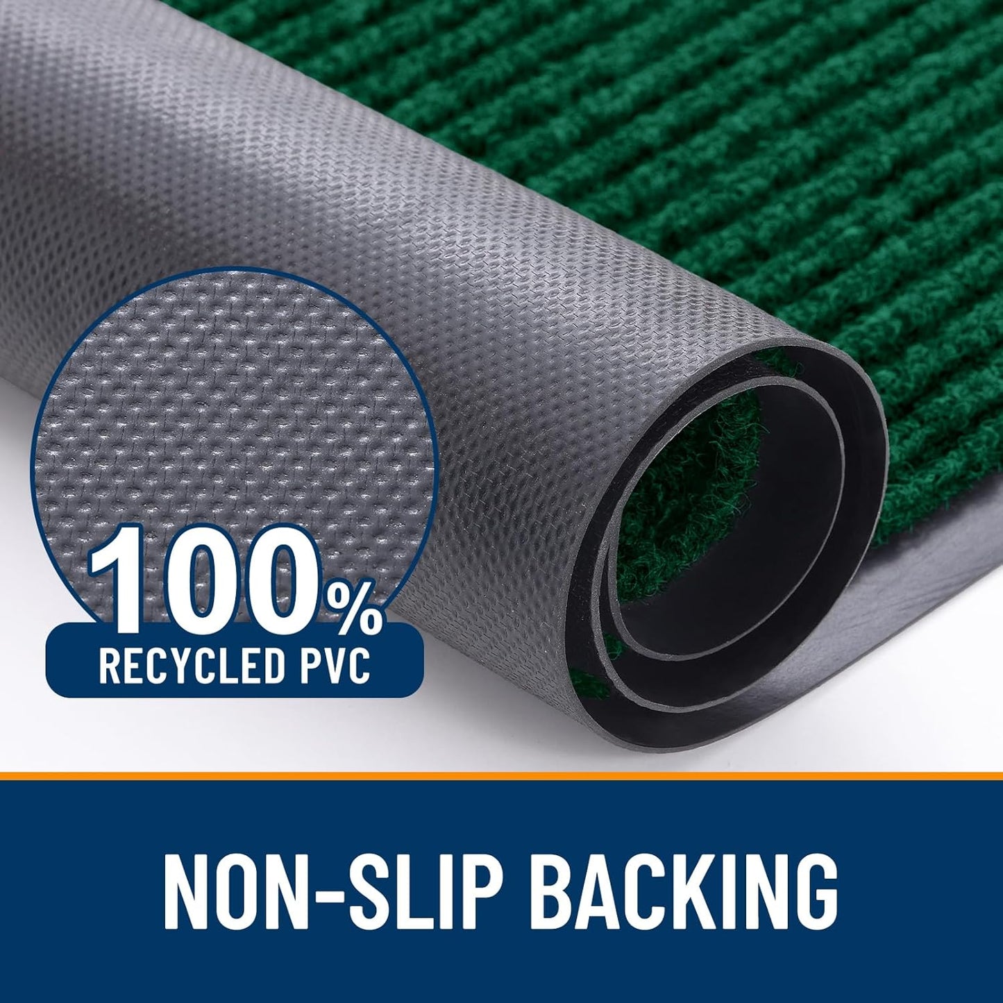 OLANLY Front Door Mat Indoor Outdoor Entrance, Waterproof Heavy Duty Doormat, Fade Resistant, Low Profile, Easy Clean Patio Porch Welcome Floor Mats for Entry, 59x20, Green