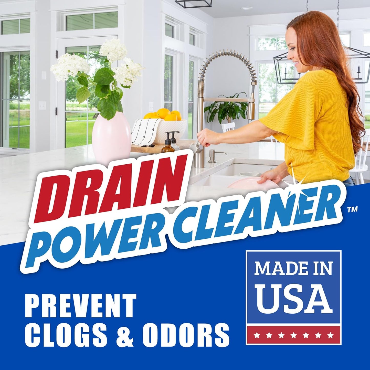 SANI 360° Drain Power Cleaner, Enzyme Gel Formula, Deodorizer, Stops Clogs, Odor, Grease, Soap Scum, Save Money on Plumbing, Safe for Pipes and Septic, Made in the USA, 16 Uses, Lemon Scent