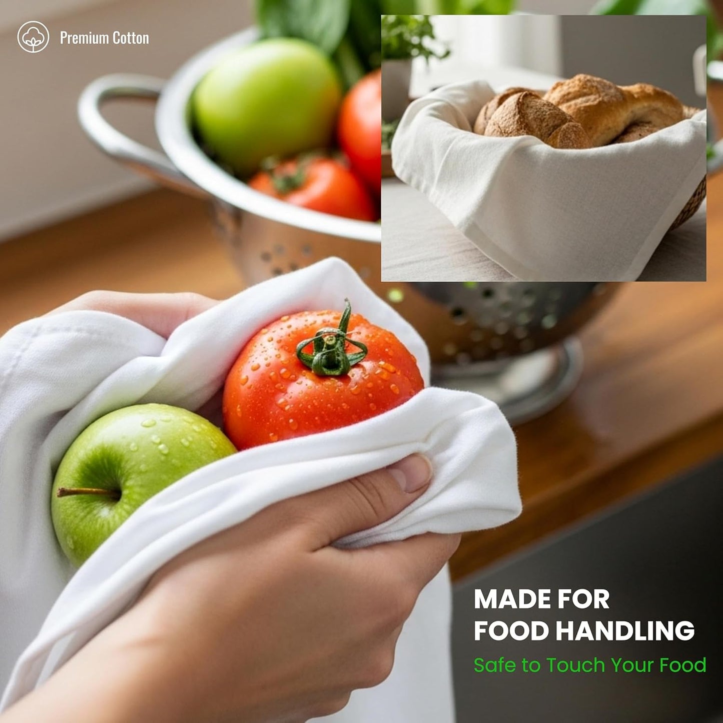 Dish Cloths Cotton| Kitchen Wash Cloth| Shop Towels Absorbent and Lint Free Flour Sack| Dishcloths for Kitchen Washing Dishes|Thick Absorbent Quick Dry Dish Rags | 12 Pack 13"x13" White