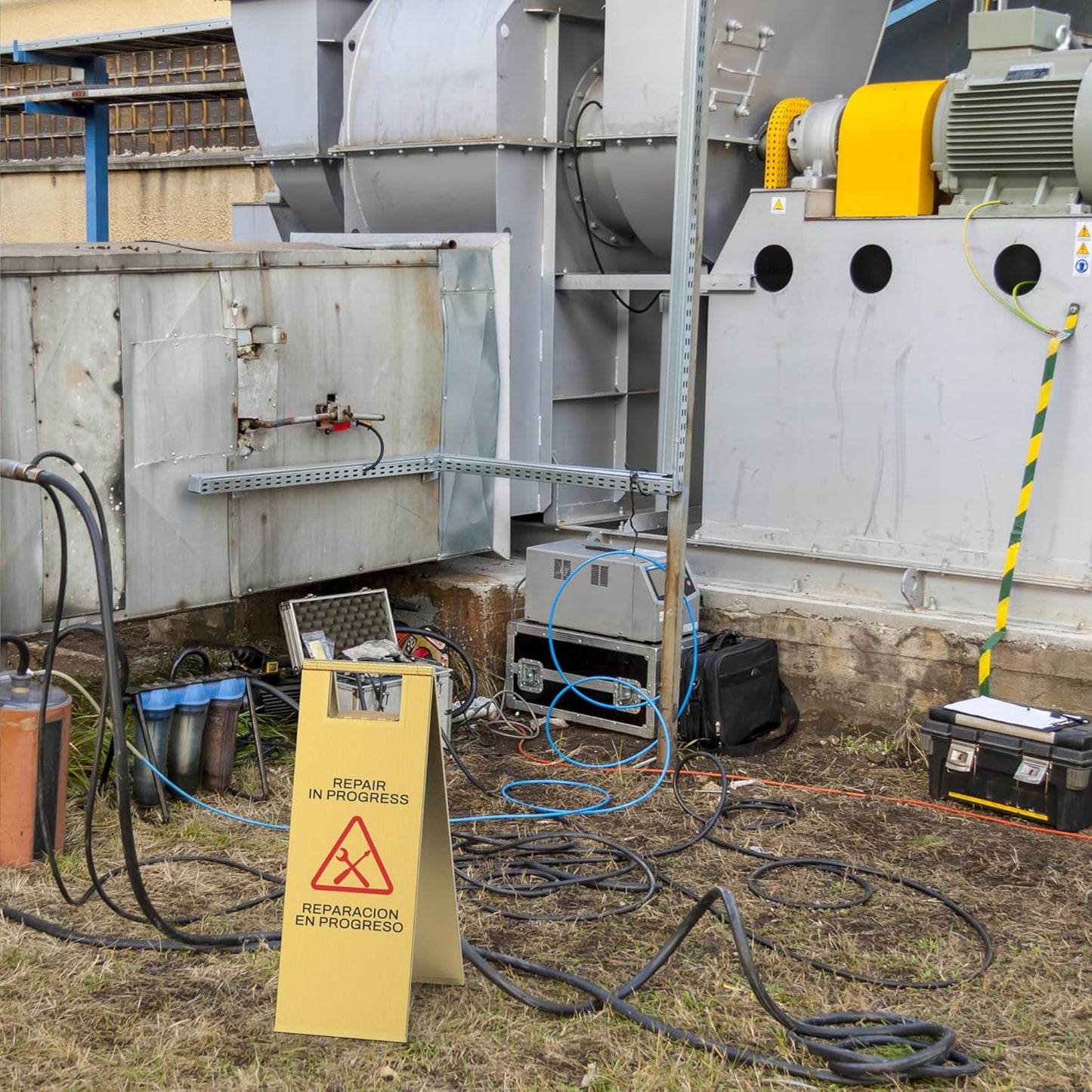 Stainless Steel Repair In Progress Sign Portable Foldable Sign 2-Pack (Gold)