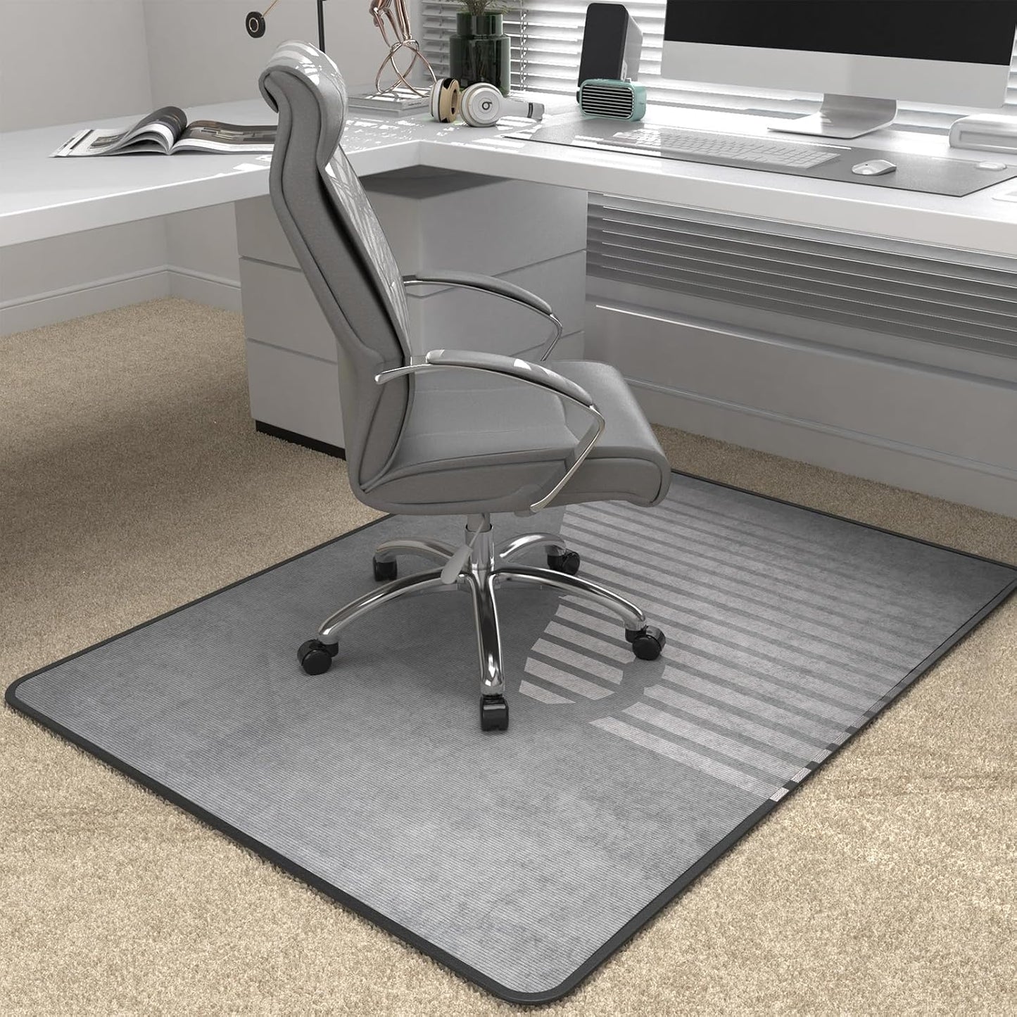 Heavy Duty Office Chair Mat for Carpet and Hardwood Floor Bohemian Desk Chair Mat Rug 36'' x 48'' Corduroy Surface Floor mats for Office Home
