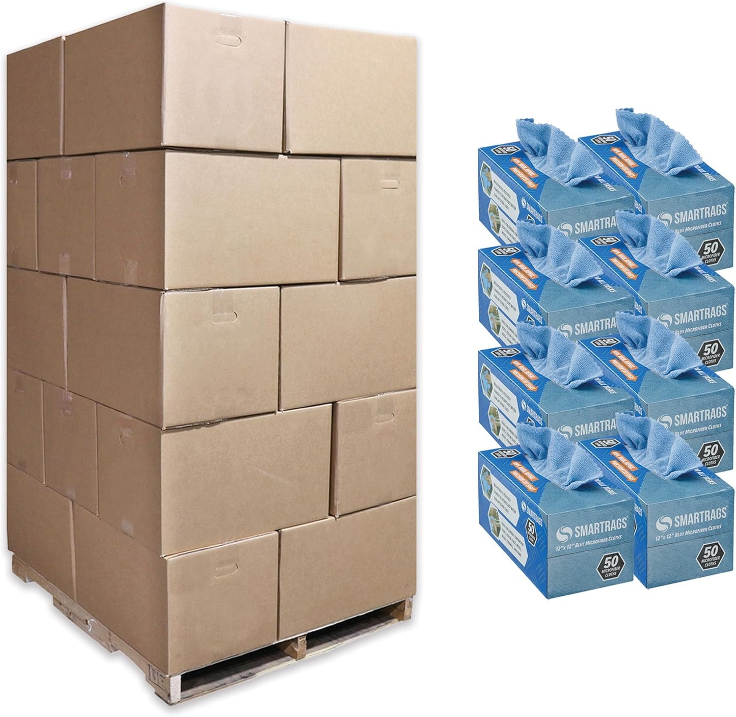 Arkwright Smart Rags in Box - (Pallet of 14400) Lint Free Microfiber Cleaning Cloth, Scratch & Streak-Free, Dispensable Wash Towels for Cars, Window Glass, and Auto Shop, 12 x 12 in, Blue