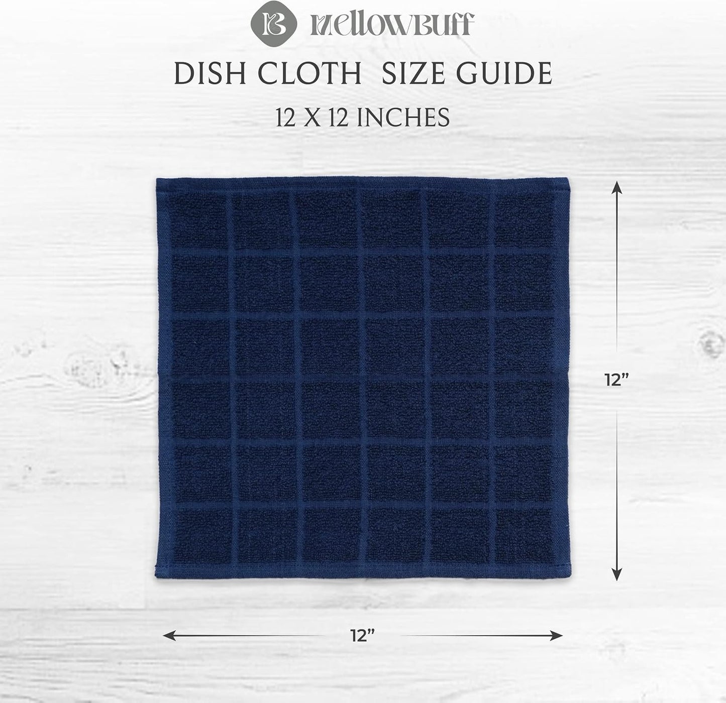 100% Cotton Terry Dish Cloth & Dish Towel, 6 Pack, Super Soft and Absorbent Kitchen Towels, Perfect for Kitchen Cleaning and Dish Washing (Navy Blue 6 Pack)