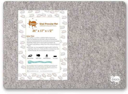 Wool Pressing Mat for Quilting - 17" x 24" Extra Large Felt Ironing Pad 1/2" Thick, 100% New Zealand Wool for Ironing, Sewing, Cutting on Ironing Board, Tabletop, Dryer, Countertop