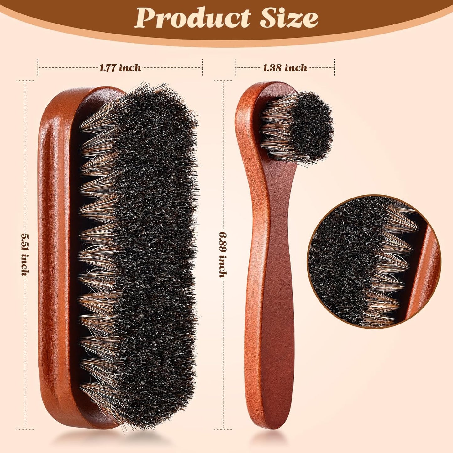 2 Pcs Horsehair Shine Shoes Brush Kit Polish Dauber Applicators Cleaning Leather Shoes Boots Care Brushes Suede Cleaner Brush(2 Pcs Style F)