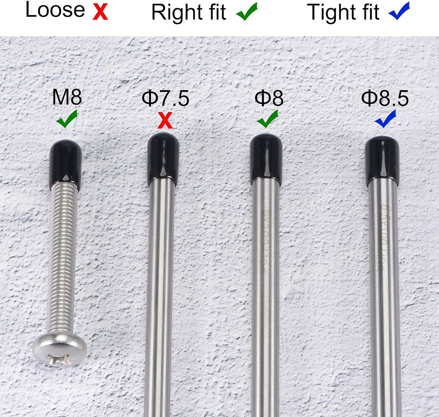 uxcell 20pcs Rubber End Caps 5/16"(8mm) ID Vinyl Round Tube Bolt Cap Cover Thread Protectors Black