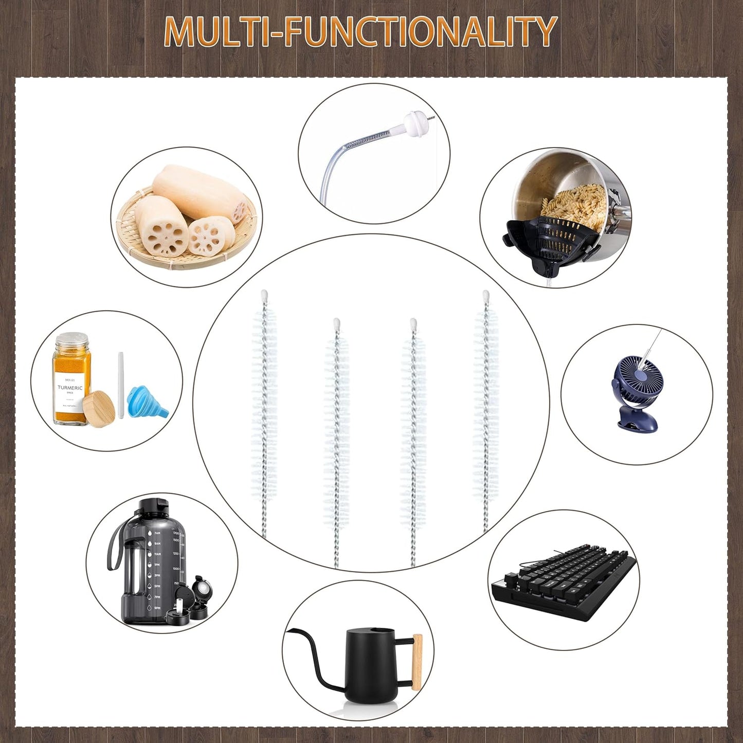 ClDYAUST Straw Cleaner Brush Extra Long 12 Inch, Straw Brush Extra Long with 304 Stainless Steel, Straw Cleaning Brush Extra Long for Baby Bottles, Glass/Silicone Straws Piper Cleaners.