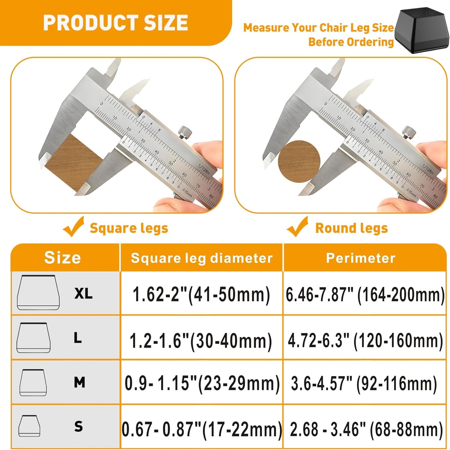 Furniture Sliders,24 PCS Square Chair Leg Sliders for Carpet, Furniture Movers Sliders, Carpet Chairs Furniture Glides, Floor Protectors, Carpet Moving Sliders Easily Move.(Black, Fit:0.67-0.87").