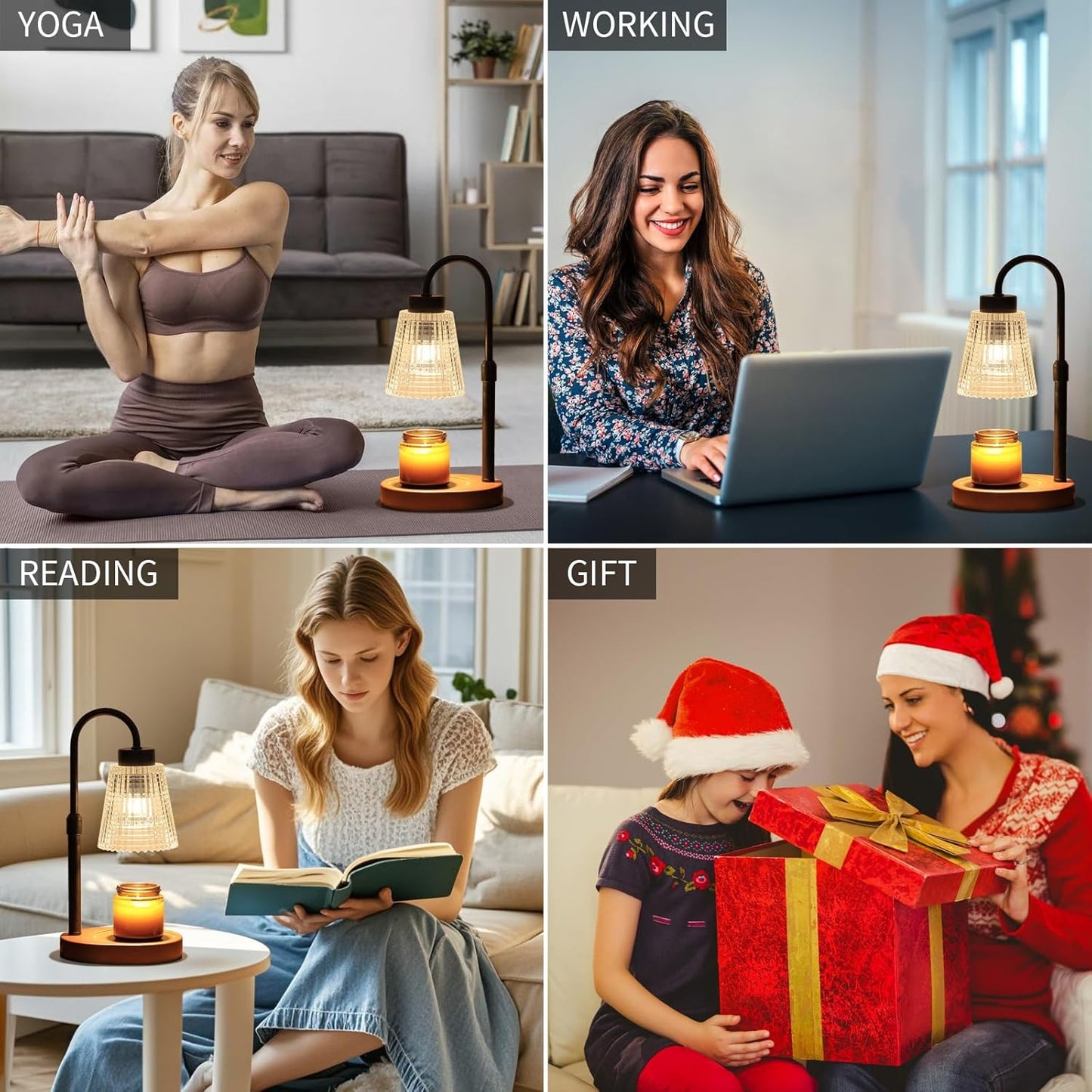 Black Candle Warmer Lamp WithTimer and Dimmer,Fragrance Electric Wax Melt Warmer with 2 Bulbs,Scented Jar Lamp,Mother's Day/Birthday/Christmas Gifts for Mom/Wife,Home Decor,Adjustable Height