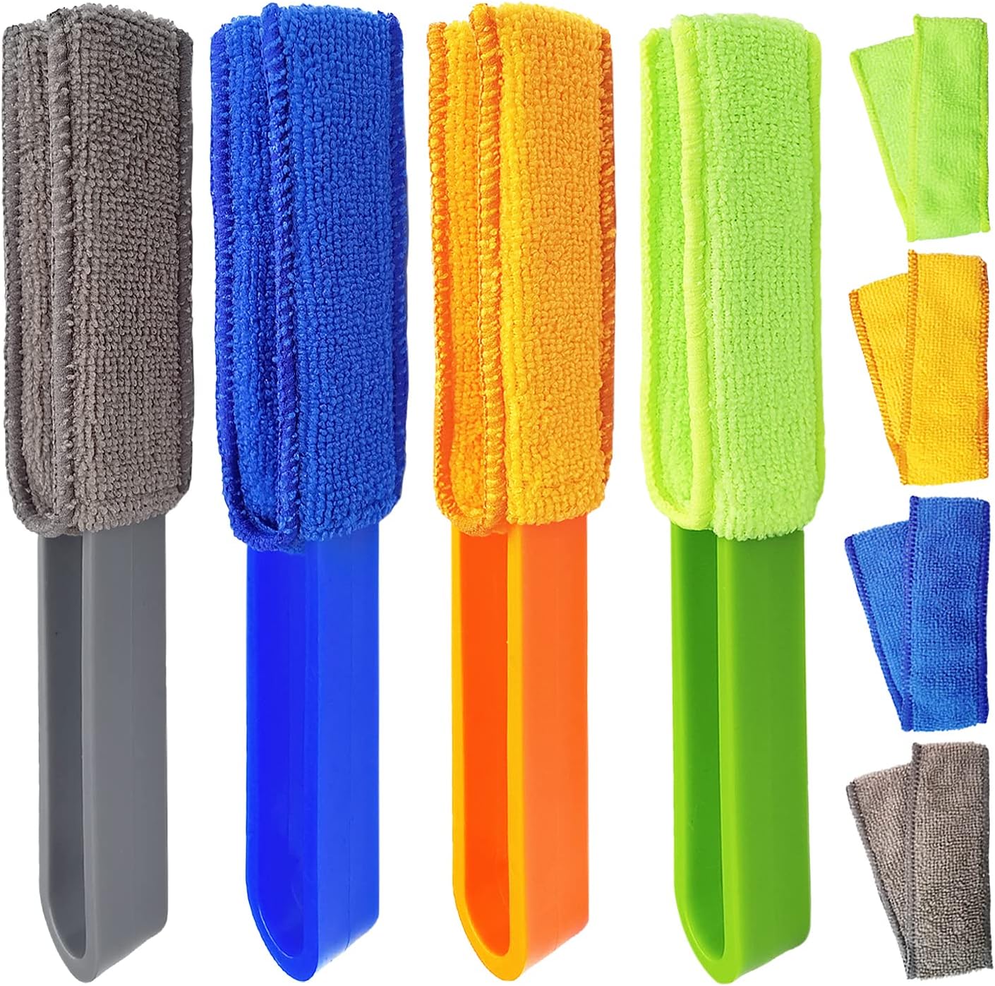 4 Pack Microfiber Blinds Duster, 4 Removable and Washable Sleeves, Cleaner for Window Blinds, Air Conditioner Vents, Fans, Car Vents