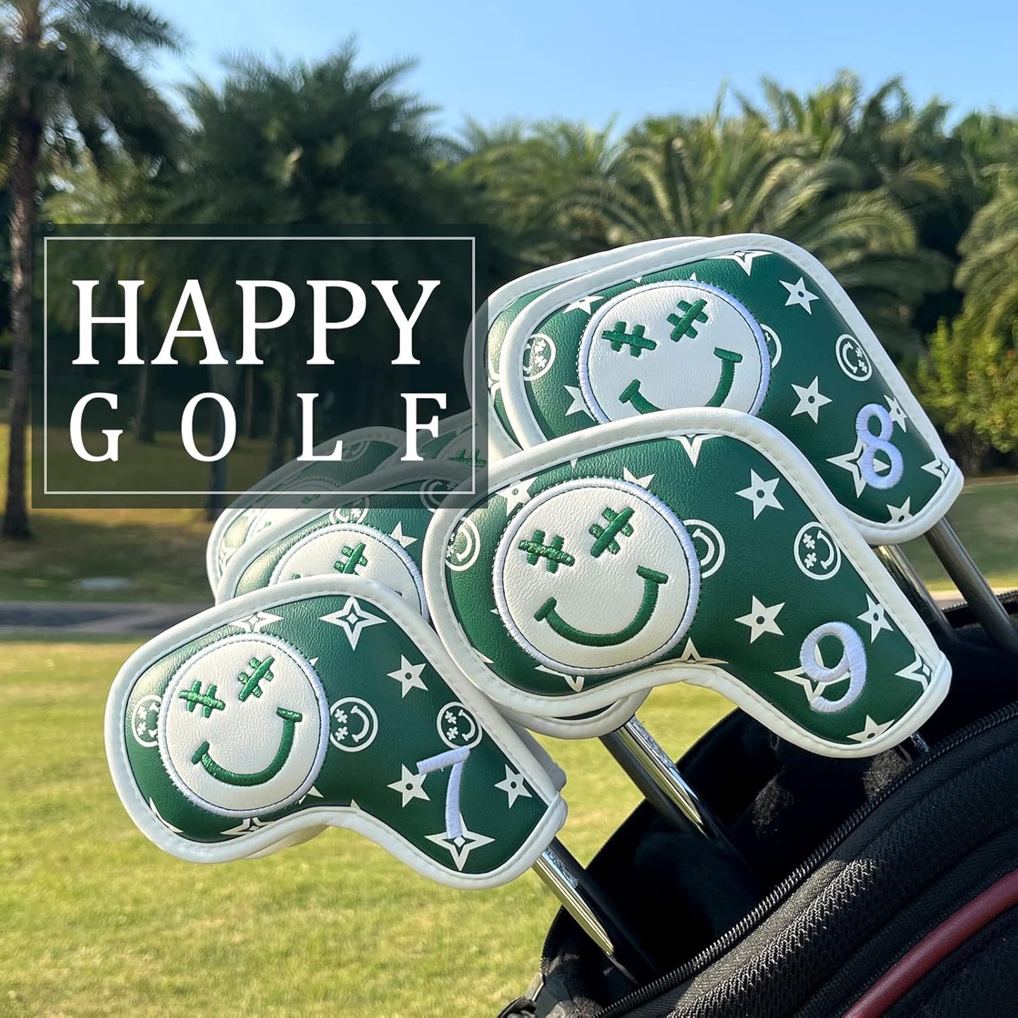 Barudan Golf Iron Head Covers, Golf Headocver for Iron Clubs, Golf Iron Covers Headcovers Set 10pcs #4-9 Aw, PW, SW, Xw fits for All Brand, Color Green, Golf Gifts for Men/Women Golfers