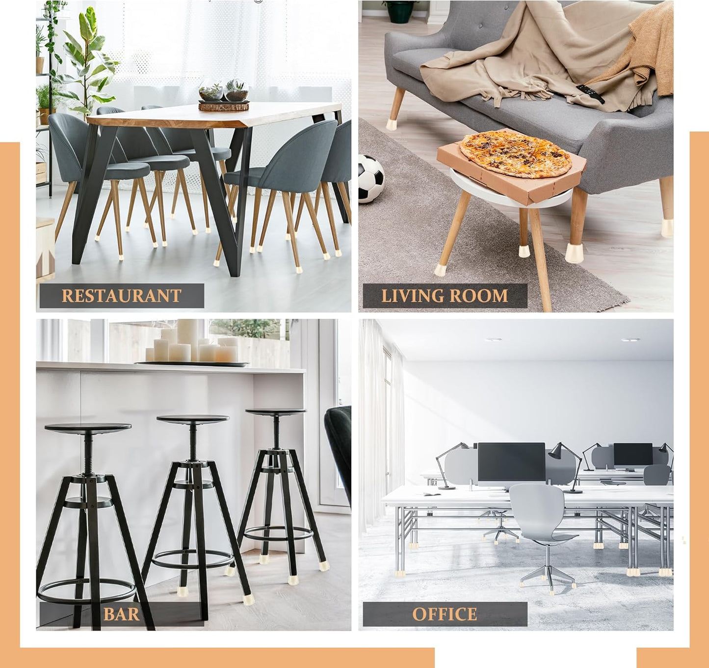 5/8" Round Rubber Chair Leg Tips Caps, Chair Leg Floor Protectors, Non-Slip Chairs Legs Caps, Stool Feet Protectors Cap, Folding Metal Chairs Legs Tip Replacement (White, 16 Pack)