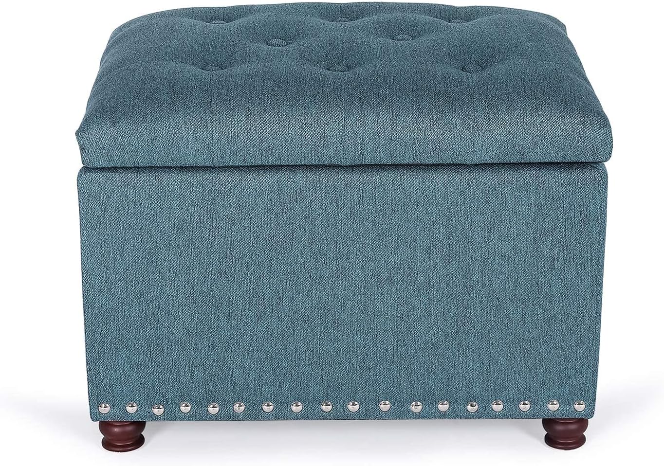 Joveco 24" Ottoman with Storage for Living Room Rectangular Fabric Tufted Bench Footrest Toy Chests for Bedroom (Cyan)