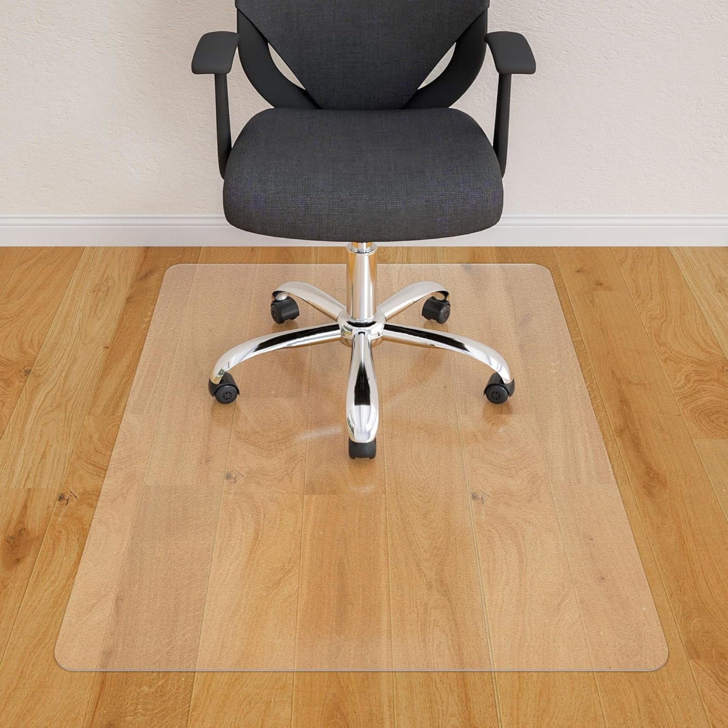 Office Chair Mat for Hardwood Floor- 35" x 35" Clear Desk Computer Chair Mat for Hard Wood/Tile Floors, Easy Glide Plastic Mat for Under Office Chairs on Hardwood for Work & Home