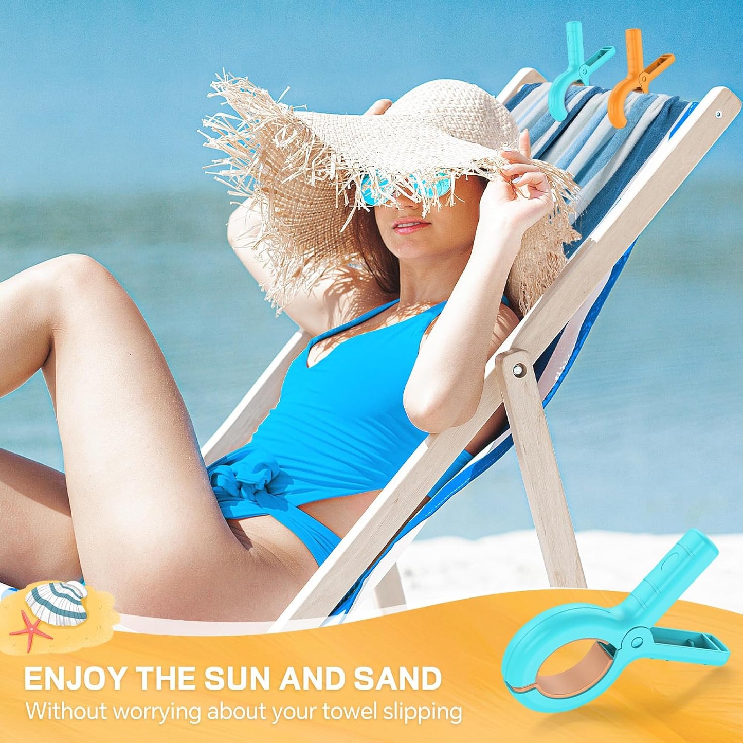 Senbowe 12 Pcs Beach Towel Clips for Beach Chairs, Towel Holder Clips for Chair Pool on Cruise,Heavy Duty Clothes Pins, Plastic Strong Beach Chair Clips to Keep Your Towel from Blowing Away,4 Colors