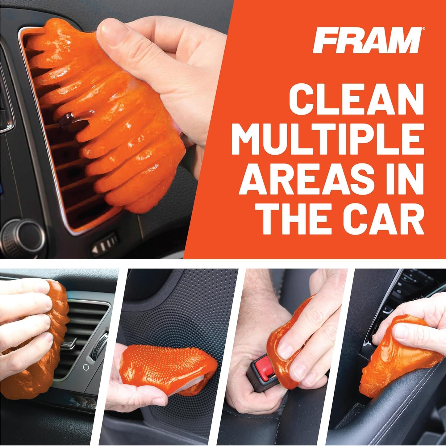 FRAM FEK40007AM Cleaning Gel for Car, Great for Auto and Home, Interior Cleaning Slime for Bike, Keyboards, Remotes, etc, 5.6oz (160 g), 2pk