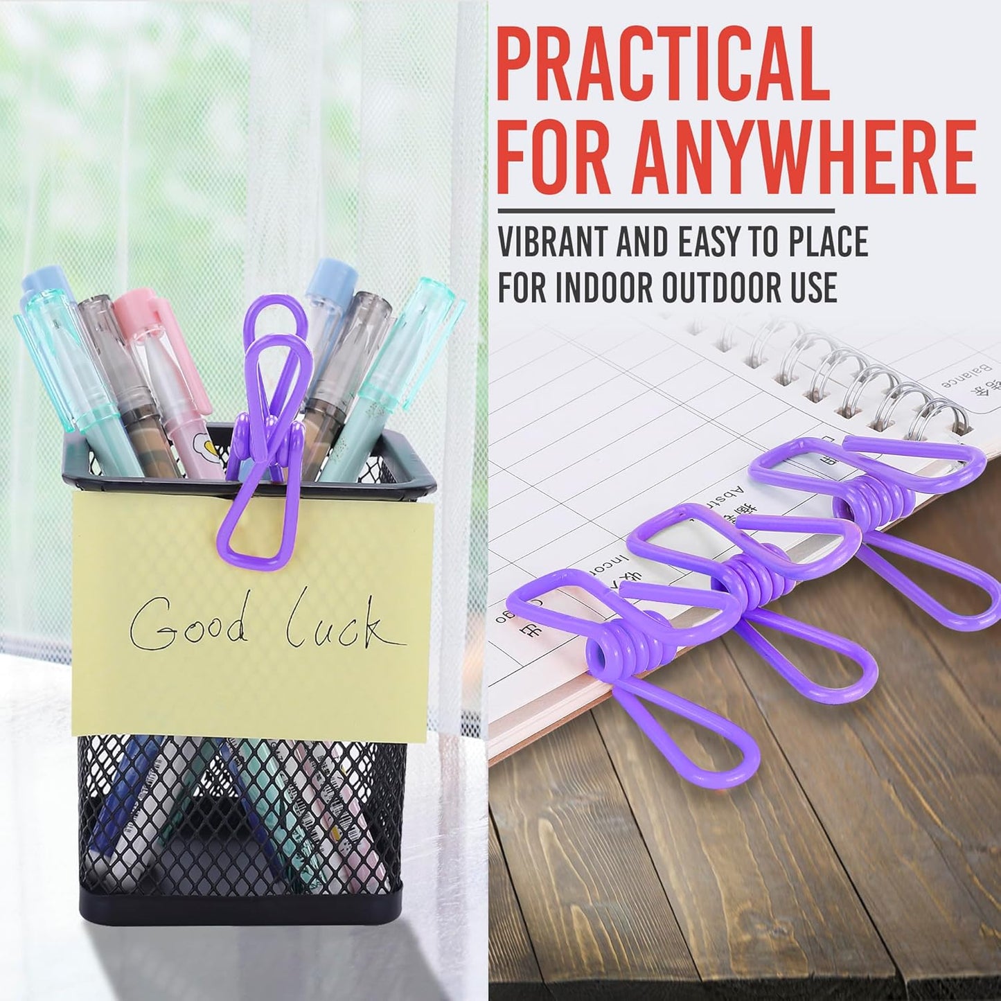 30 Pack Purple Chip Bag Clips for Food - PVC 2 Inch Coated Sealer for Sealing Food - Paper Holder, Clothesline Clip for Laundry Hanging, Kitchen Bags, Multipurpose Clothes Pins