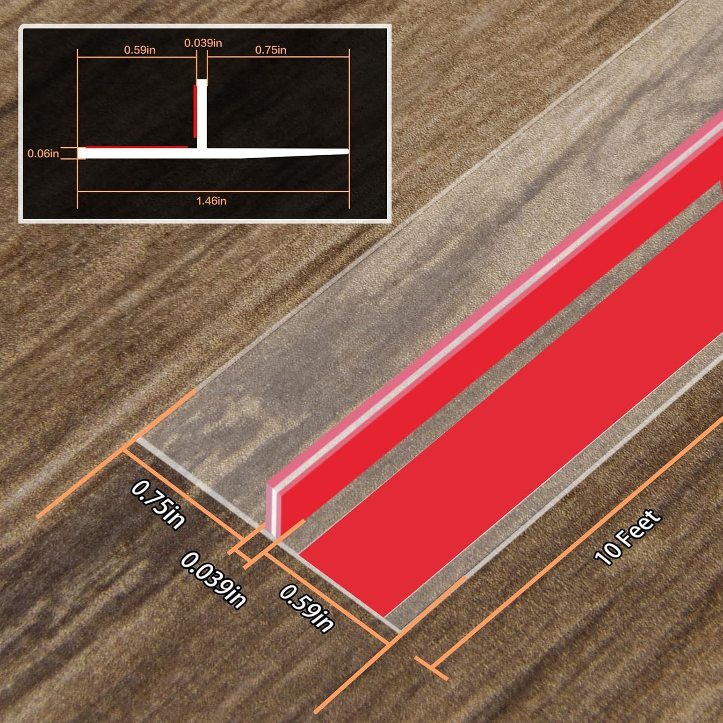 Orghtin T-Shaped Silicone Seal Strip, Clear Door Sealer Weather Stripping, 10Ft Door Draft Stopper
