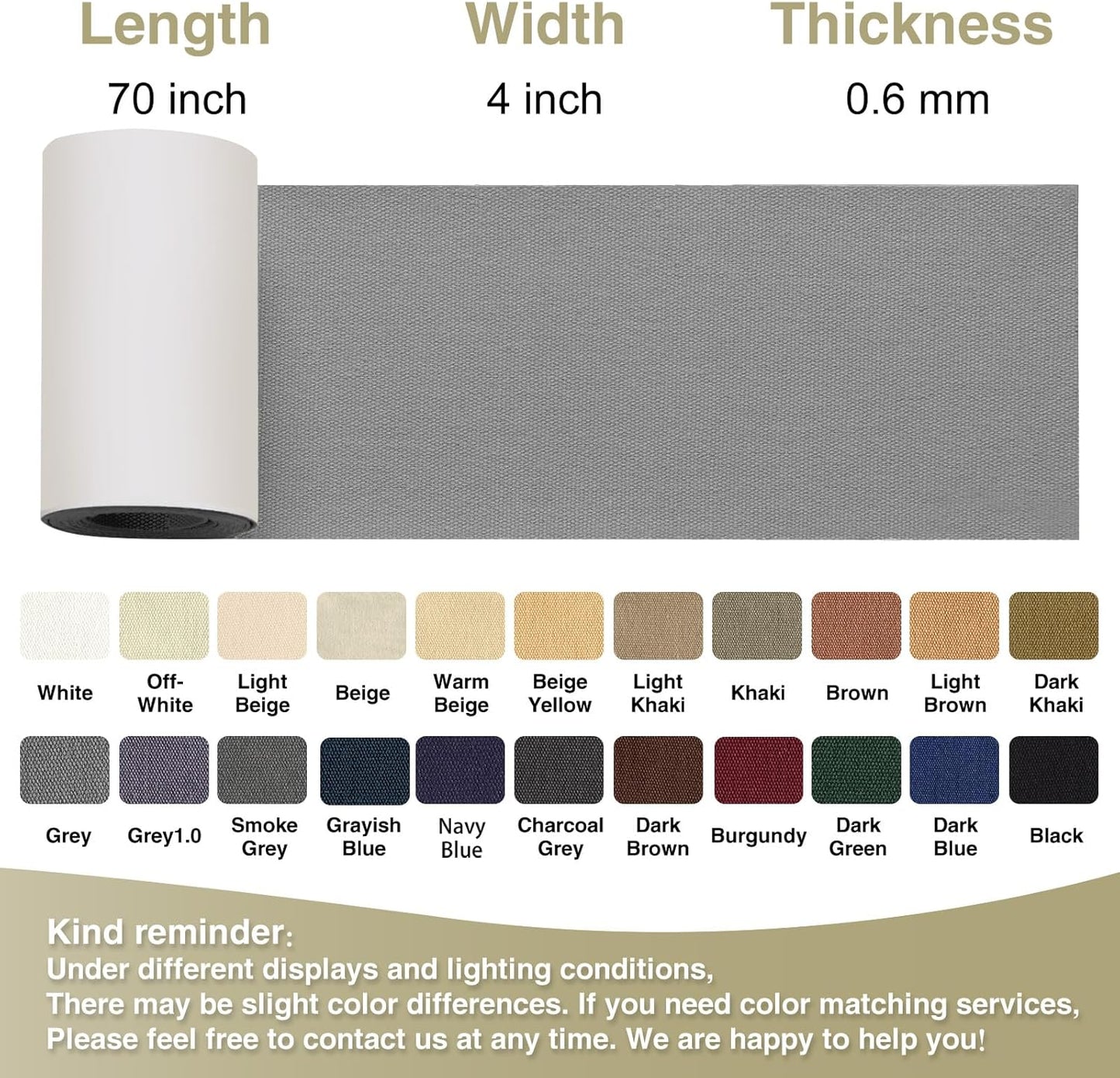 Canvas Repair Tape 4×70 Inch Waterproof Self-Adhesive Fabric Repair Patch for Repairing Boat Covers,Tents,Patio Umbrellas,Car Seats,Luggage,Sofas.(Smoky Grey)