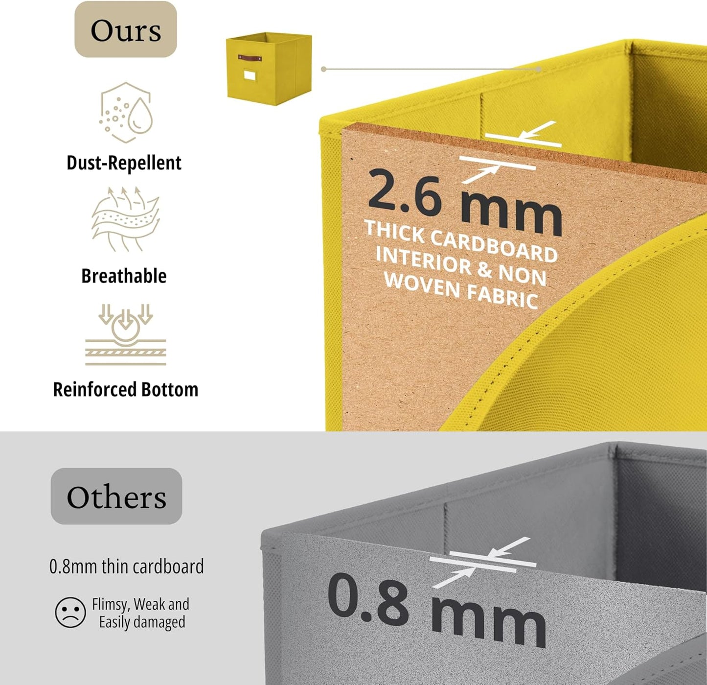 DECOMOMO Storage Bins, Cube Storage Bin with Labels, Fabric Storage Cubes for Shelves (10.5" x 11" / 6pcs, Rainbow)