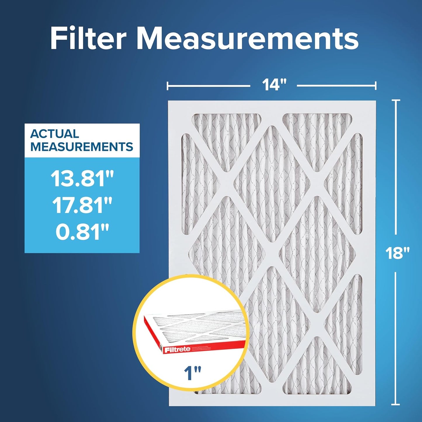 Filtrete 14x18x1 AC Furnace Air Filter, MERV 11, MPR 1000, Micro Allergen Defense, 3-Month Pleated 1-Inch Electrostatic Air Cleaning Filter, 4 Pack (Actual Size 13.81 x 17.81 x 0.81 in)