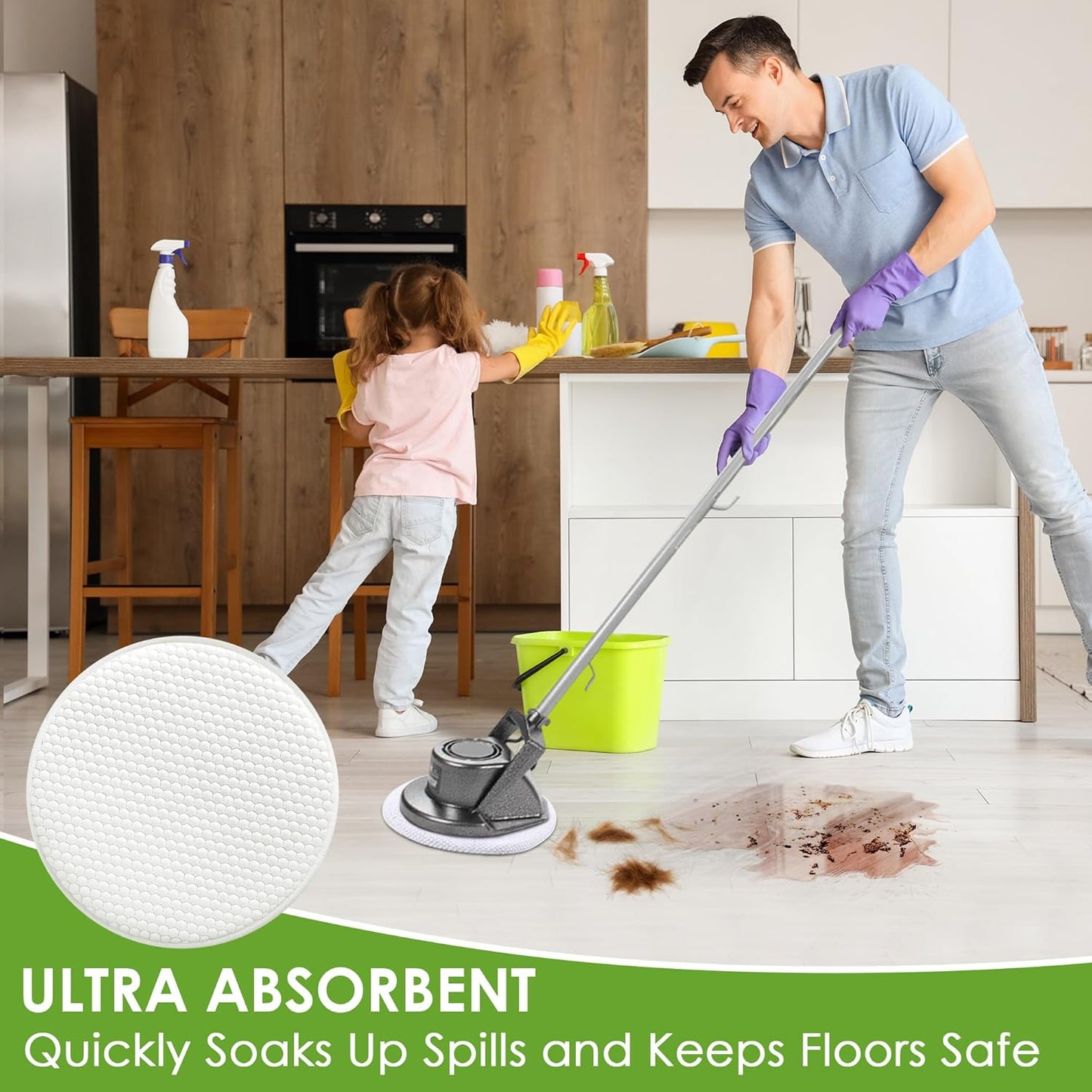 2 Pack 12" Floor Machine Pads Compatible with Oreck Commercial 550MC 437.056 Orbiter Scrubber Machine, Microfiber Carpet Bonnet, Floor Buffer Pad for Deep Cleaning (Stripper & Bonnet)