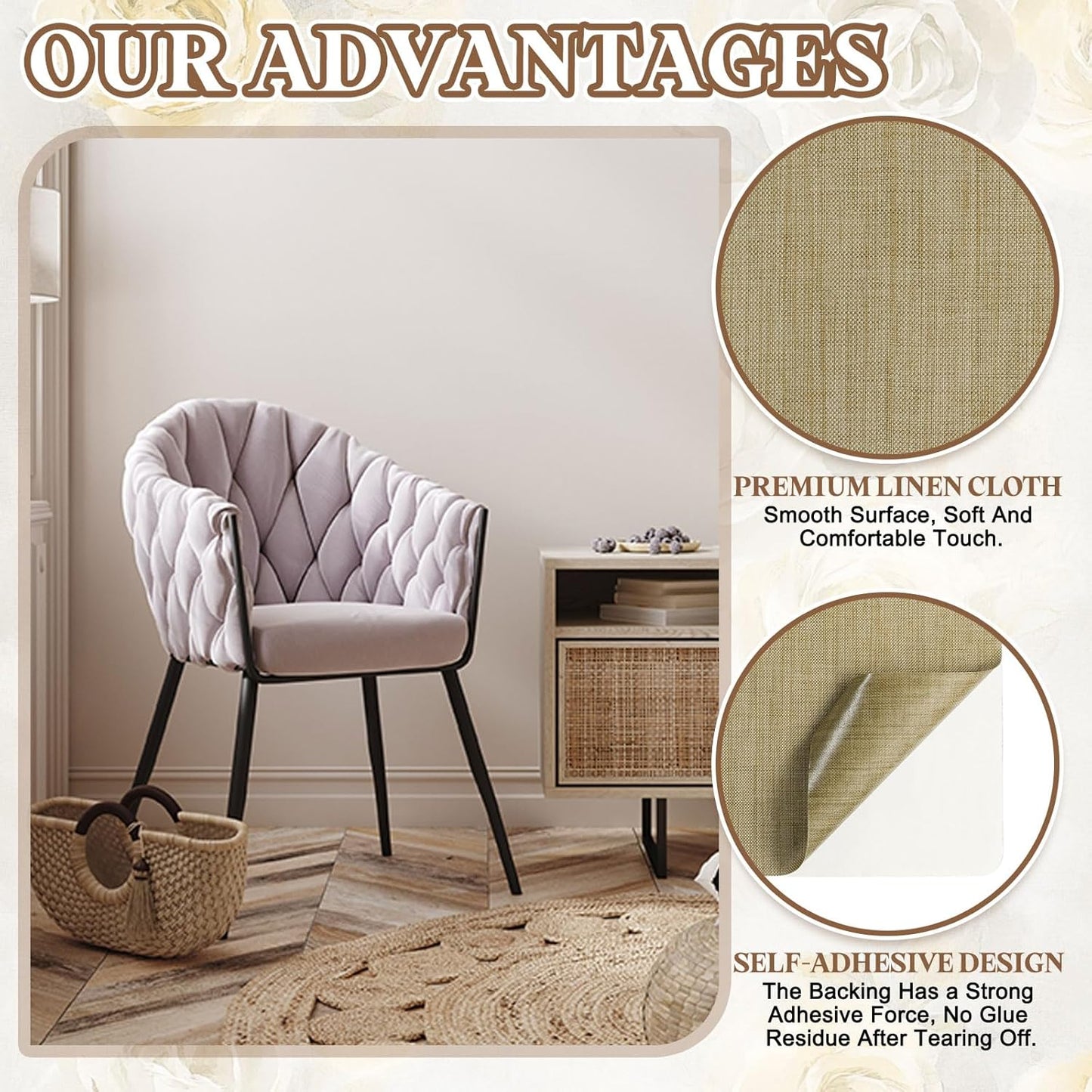 PATIKIL Linen Repair Patch, 8 x 11 Inch Self-Adhesive Linen Fabric Repair Patches for Sofa Couch Clothes Handbag Tents Car Seats Furniture, Khaki