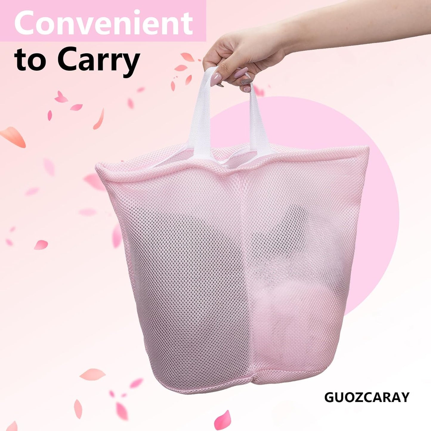 2 Pcs Special Zoning laundry bag for delicates with handles mesh laundry bags washing machine laundry totes travel storage and sorting bag (Pink2)