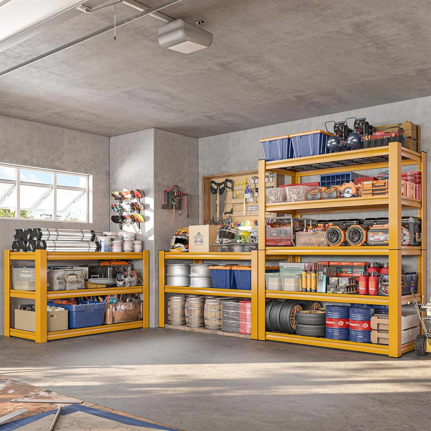 REIBII 72''H Garage Shelving 3010 LBS Storage Shelves Adjustable Metal Shelving 5 Tier Metal Shelves for Storage Industrial Shelf for Kitchen Pantry Warehouse Basement 72" HX35.5 WX16 D