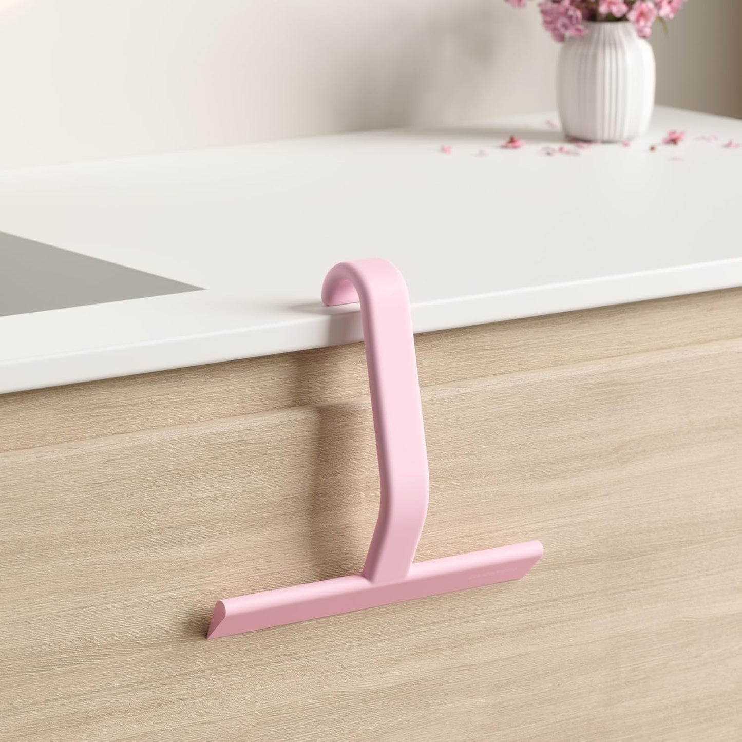 dancemoon JustHang Shower Squeegee for Glass Doors, All-one-Piece Silicone with Built-in Hook Design for Easy Hanging and Cleaning, 10 Inch Pink