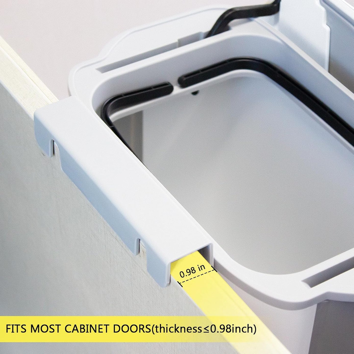 Soddeph 3.2 Gallon Foldable Hanging Trash Can with Lid for Cabinet Door,Kitchen Compost Bin,Wall-Mounted Plastic Garbage Can for Countertop or Under Sink, Bathroom and RV (White with lid)