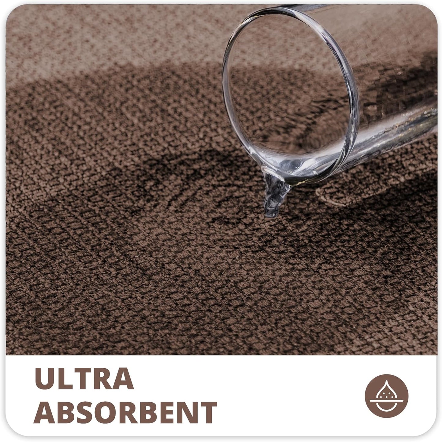 Bath Mat,Ultra Thin Bathroom Rugs,Rubber Bath Mats for Bathroom,No Slip Bath Rugs,Quick Dry,Machine Washable,Low Pile,Absorbent,Shower Outside,Sink,Home Decor Accessories.Brown,1'5"x2'3"(2 Pack)