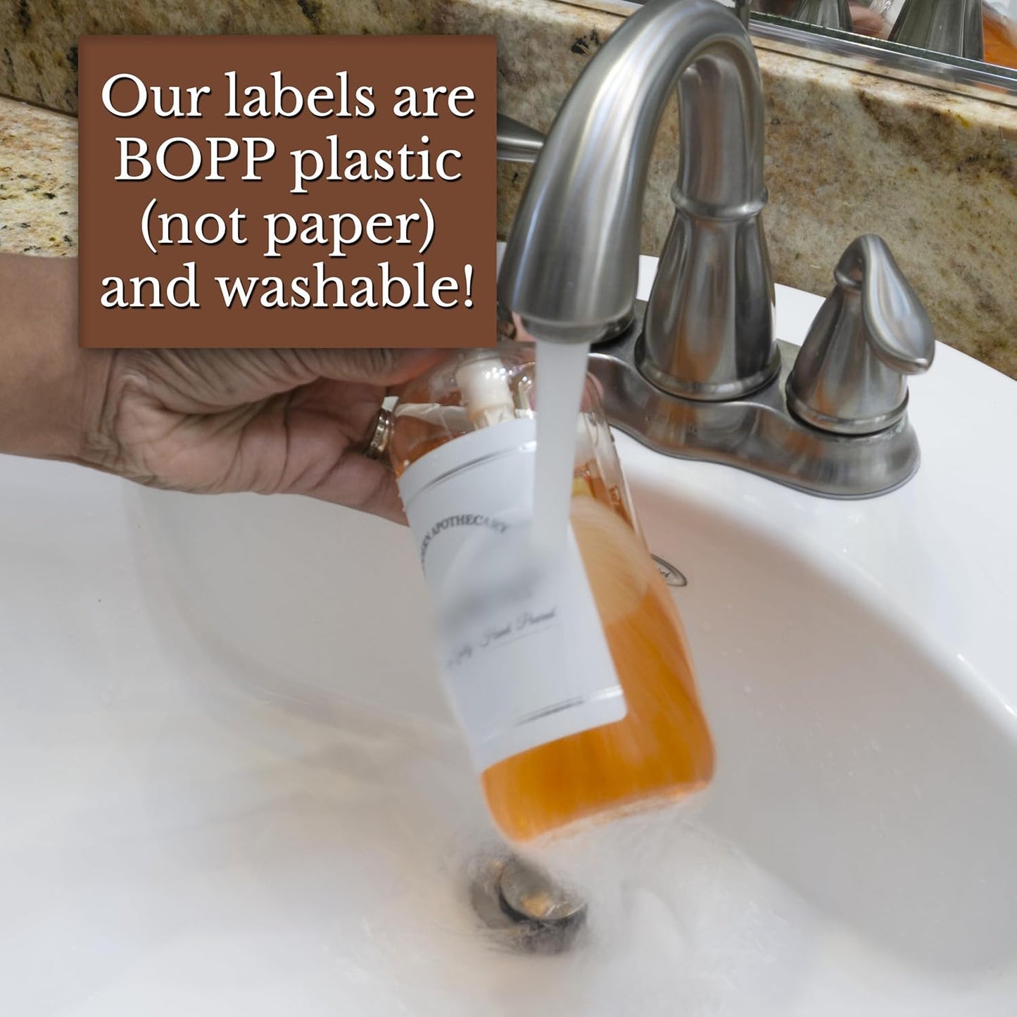 Refillable Clear PET Plastic 16 oz Body Wash Bottle with High Output Black Plastic Pump Dispenser - Chrome Accent Waterproof Labeled Bottle