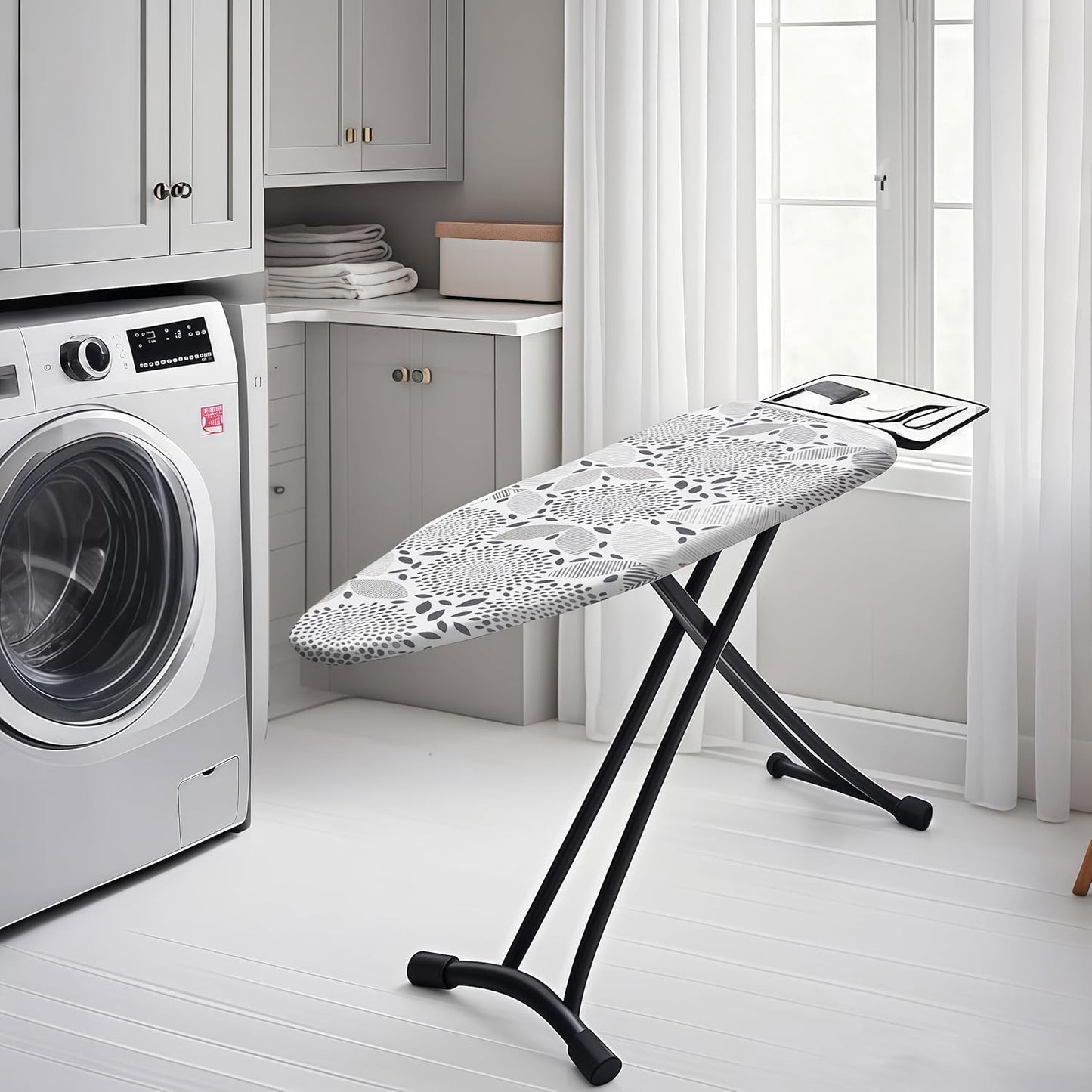 Ironing Board Cover with Two 5MM Thick Feltpads,13"x43"Heat Resistant Replacement Ironing Board Cover and Pad,Fits Standard Ironing Boards,Durability and Easy to Install