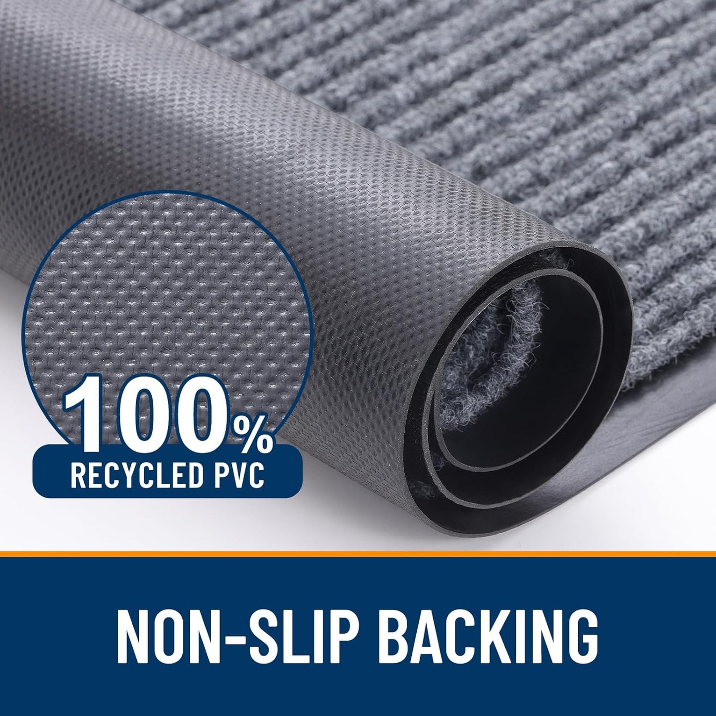 OLANLY Front Door Mat Indoor Outdoor Entrance, Waterproof Heavy Duty Doormat, Fade Resistant, Low Profile, Easy Clean Patio Porch Welcome Floor Mats for Entry, 33x21, Light Gray