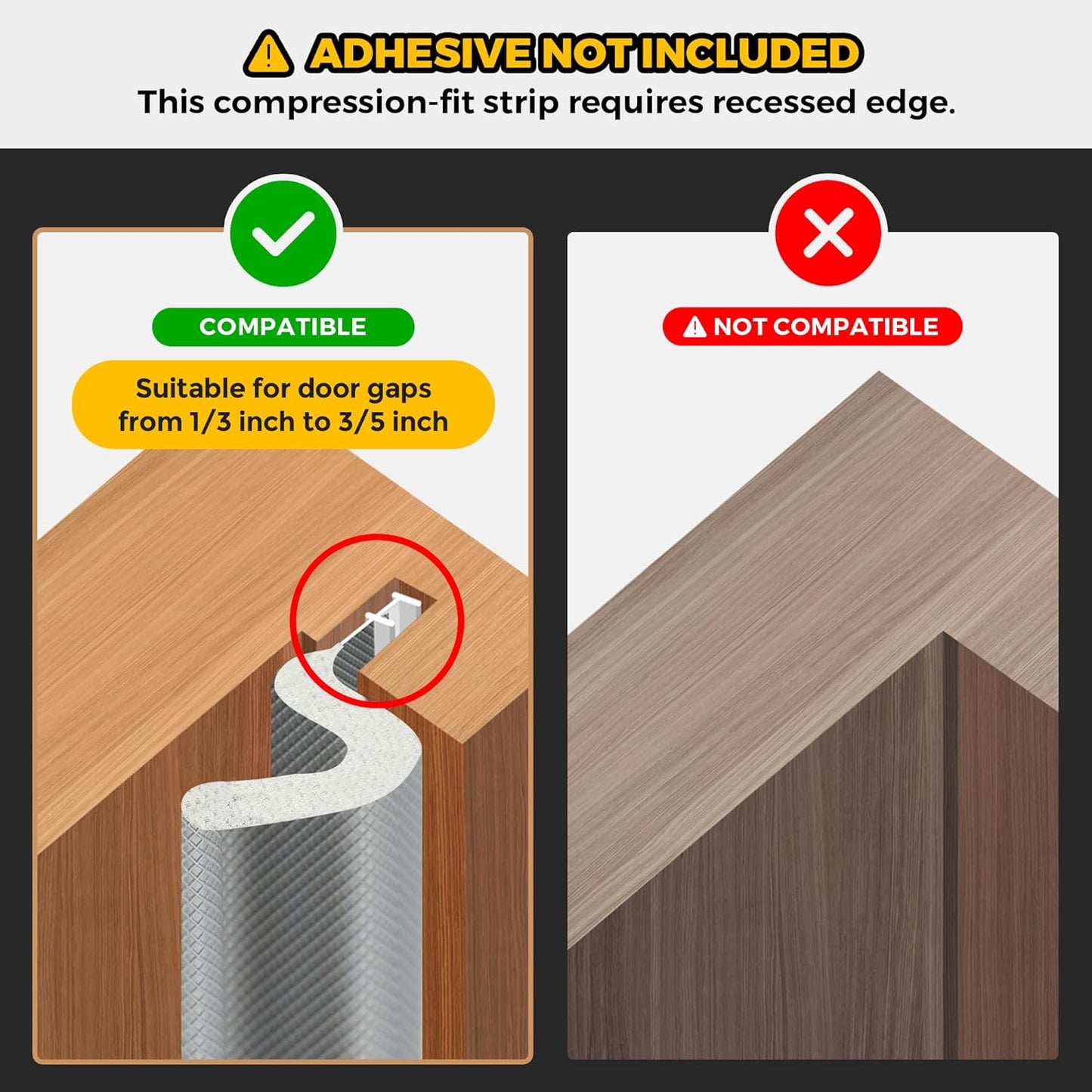 Weather Stripping Door Seal Strip Soundproof Q Foam Tape, Exterior Door Insulation Strip for Large Gap, Easy to Install(Grey, 28FT)