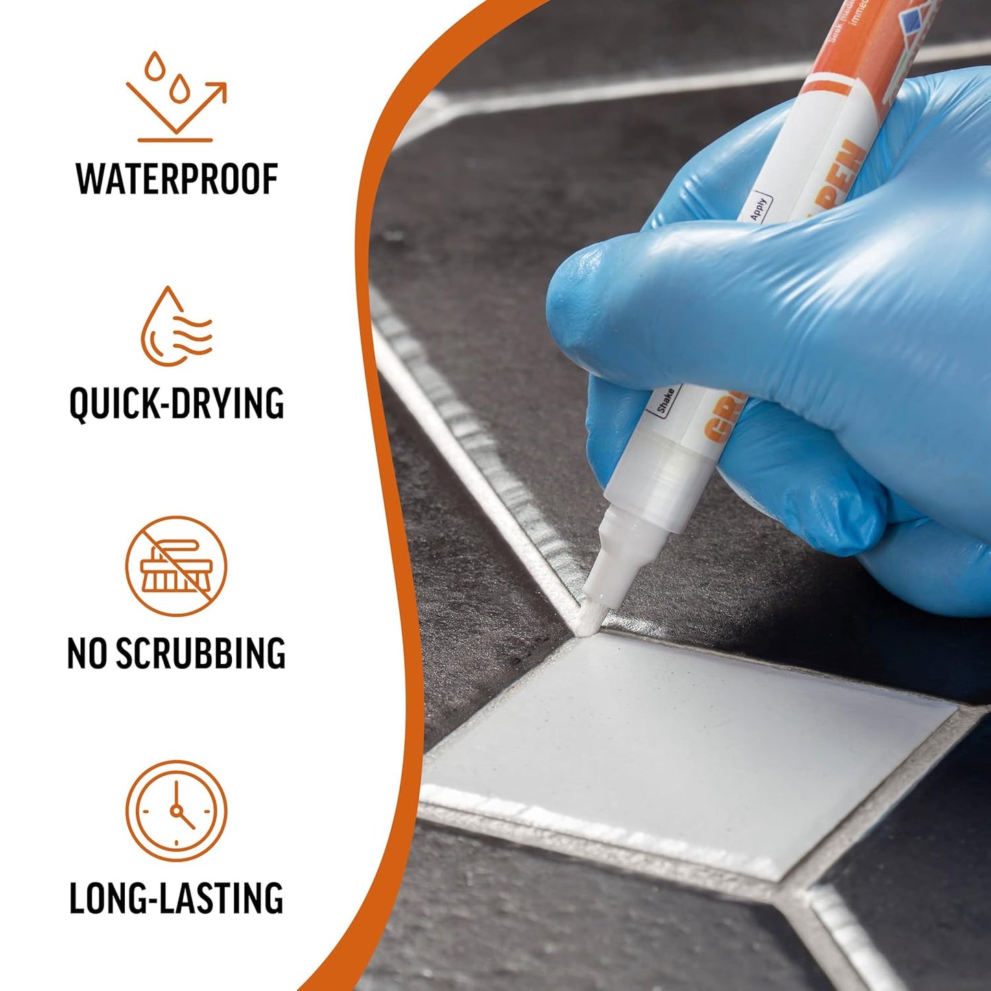 White Grout Paint Pen – Waterproof Tile Grout Colorant & Sealer Marker, Quick-Dry, 3 Adjustable Tips (2-3 mm), Ideal for Bathroom, Shower, Kitchen Tiles – Restores & Whitens Grout Lines