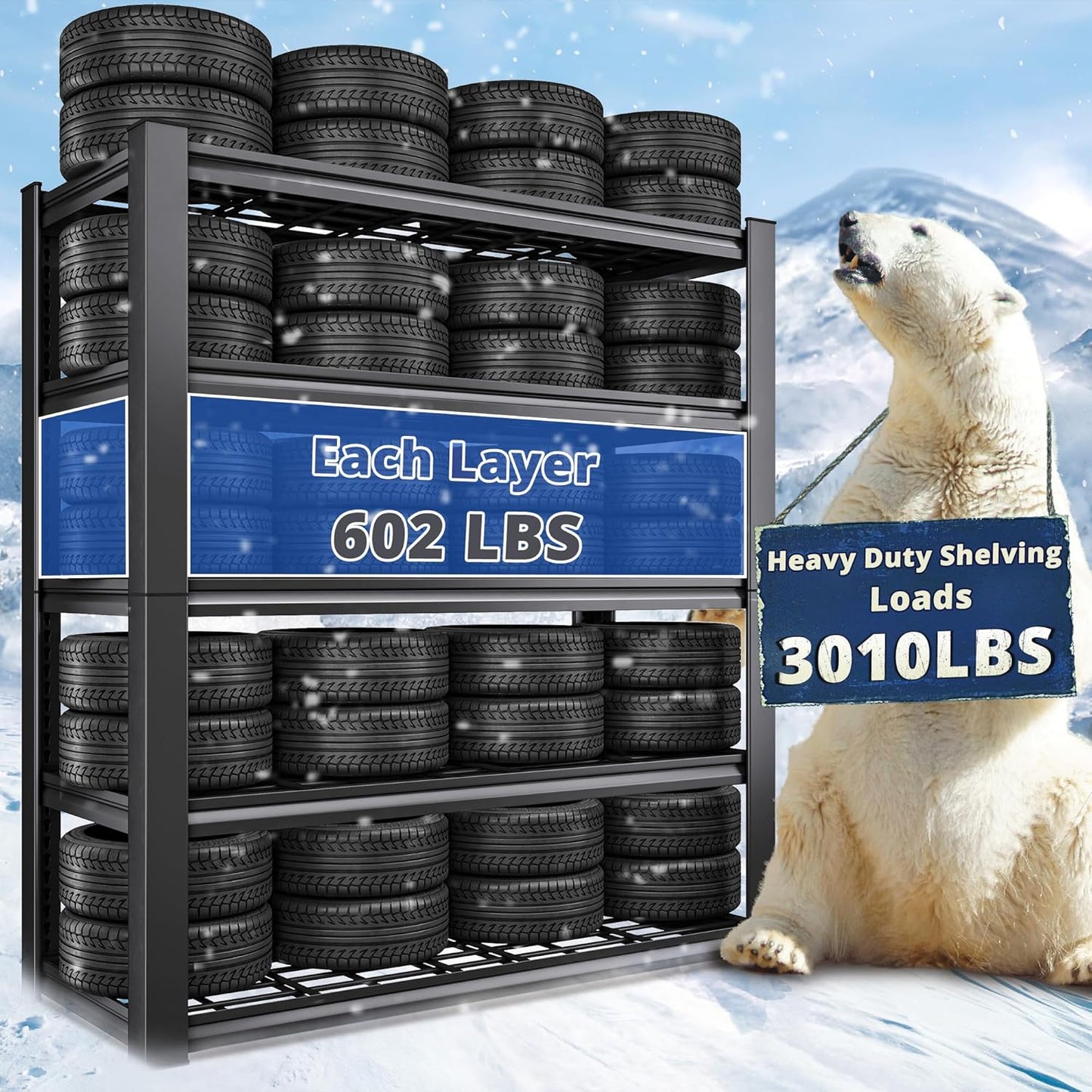 REIBII 3010LBS Storage Shelves 72" H Garage Shelving Heavy Duty Metal Shelving 5 Tier Adjustable Metal Shelves for Storage for Kitchen Pantry Warehouse Basement 72" H x 35.5" W x 16" D, 4 Pack