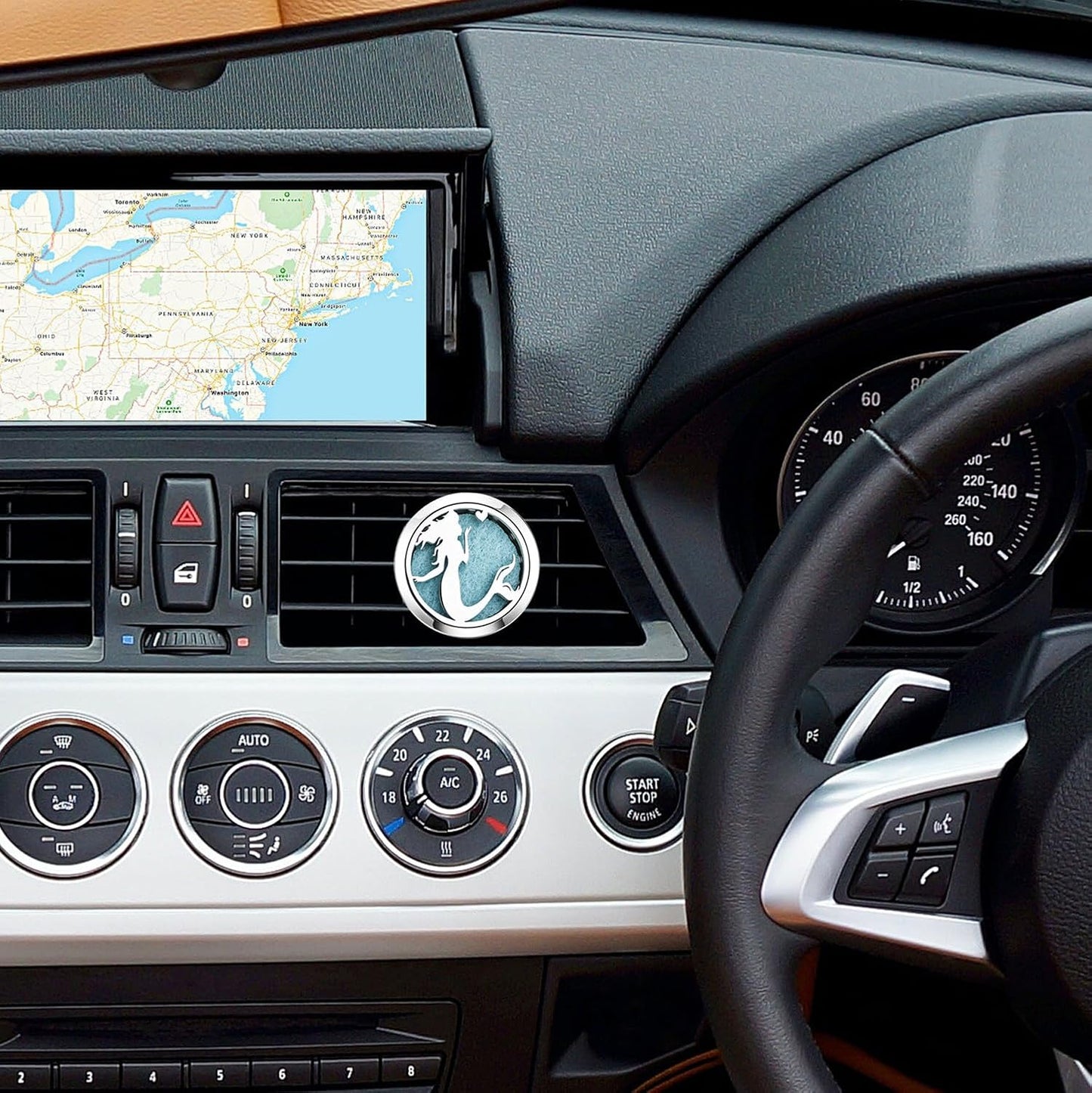 30mm Car Essential Oil Diffuser Vent Clip Air Freshener Vent Clips Aromatherapy with 10 Felt Pads Car Accessories Mother's Day for Women (Mermaid)